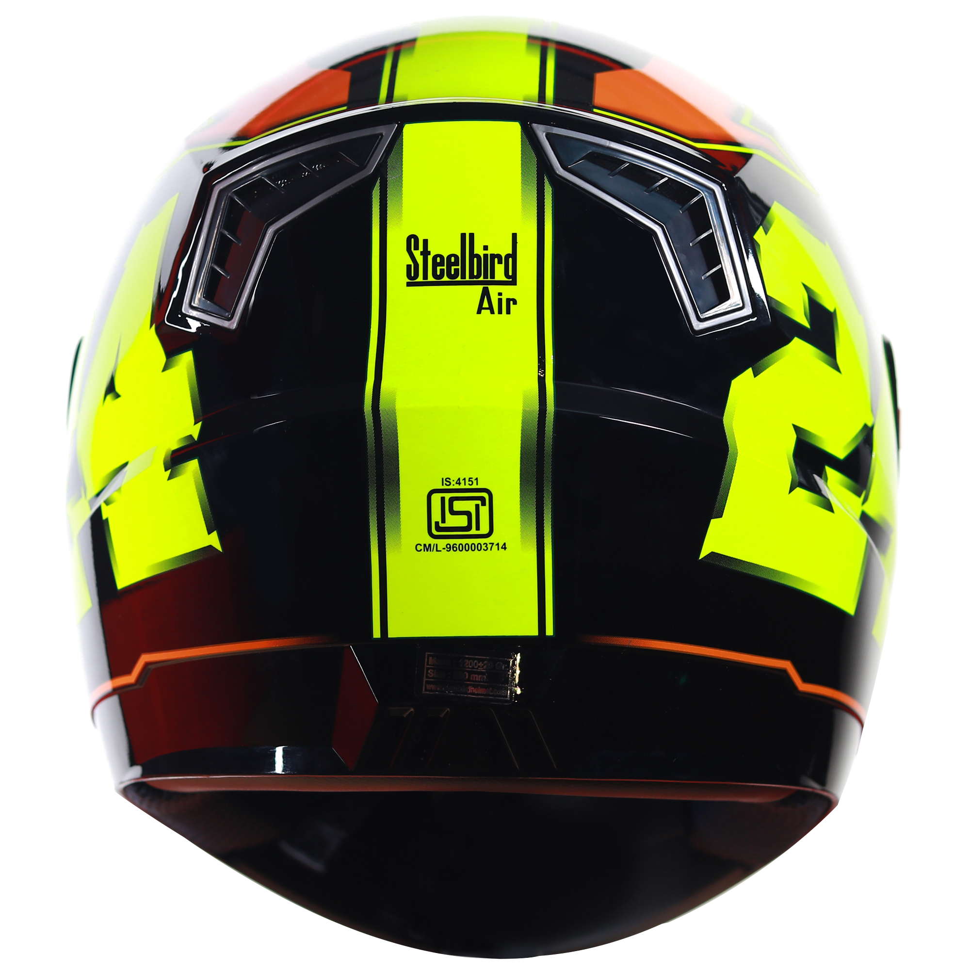 SBA-1 3D Design Mat Black With Fluo Yellow With Orange ( Fitted With Clear Visor  Extra Smoke Visor Free)