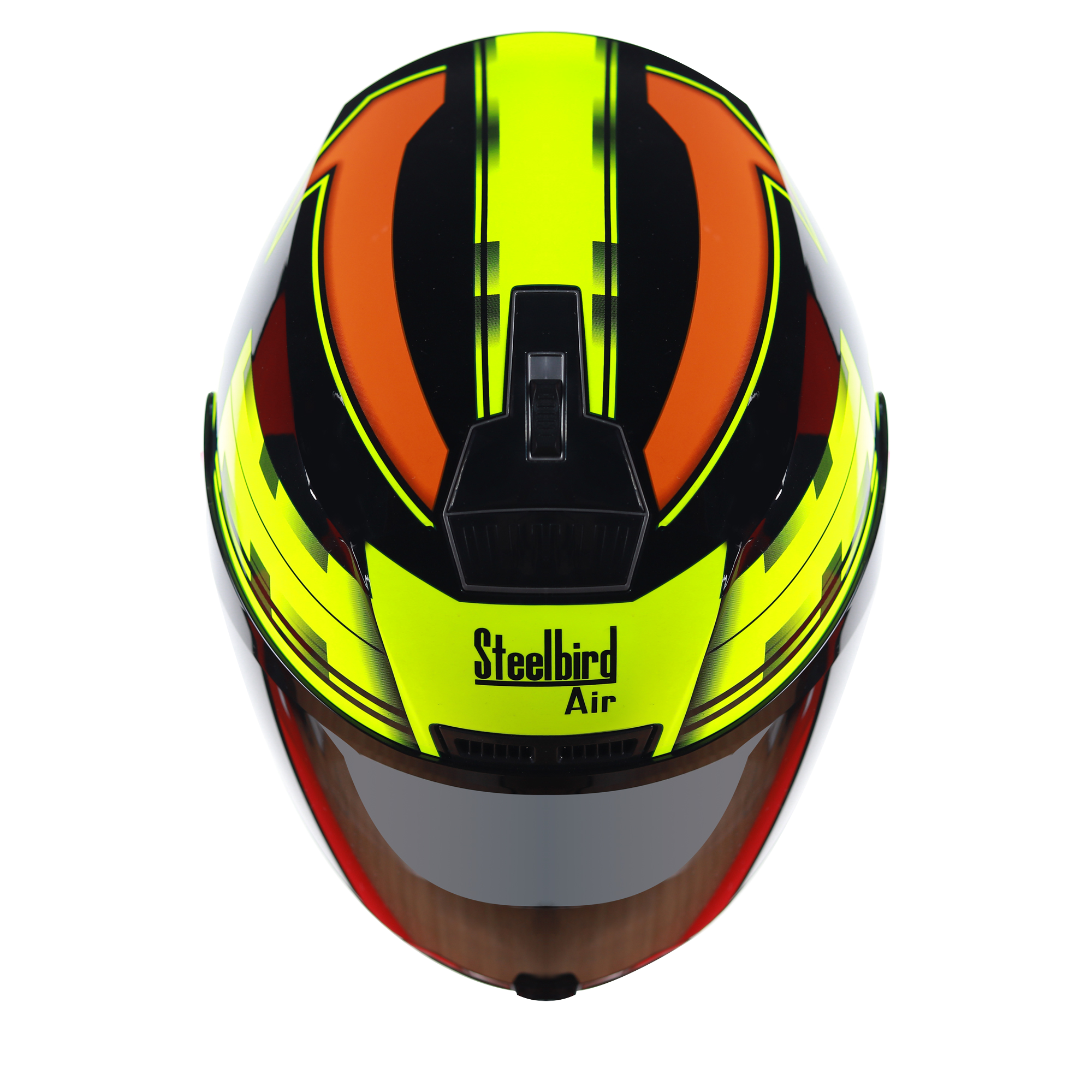 SBA-1 3D Design Mat Black With Fluo Yellow With Orange ( Fitted With Clear Visor  Extra Smoke Visor Free)