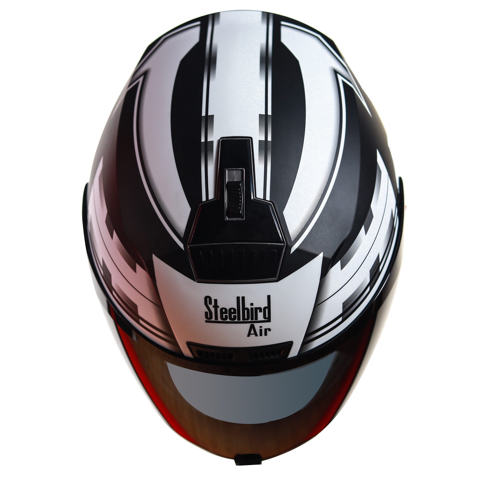 SBA-1 3D Design Mat Black With White And White ( Fitted With Clear Visor  Extra Smoke Visor Free)