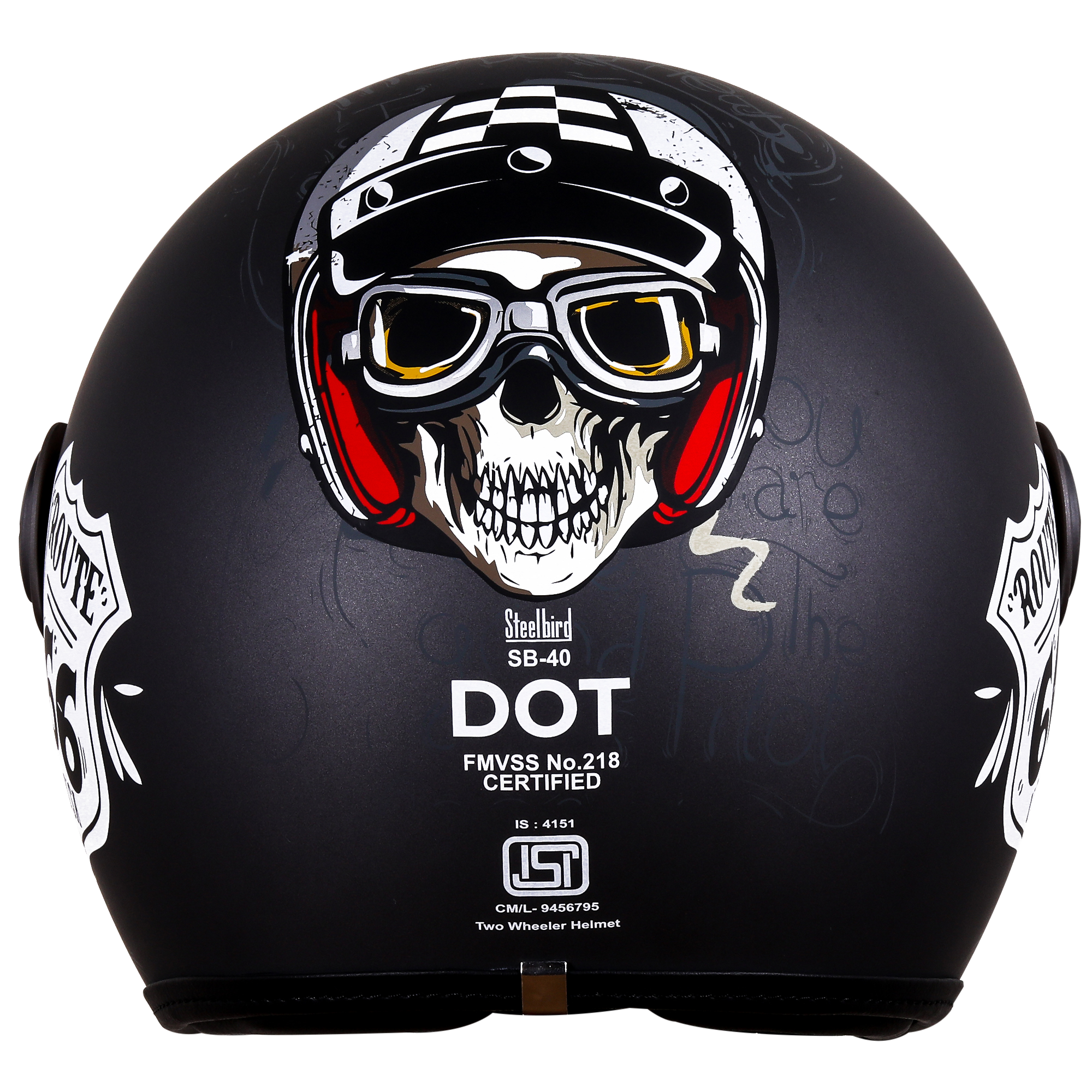 SB-40 DOT ROUTE 66 METALIC GREY (WITH EXTRA CLEAR VISOR)