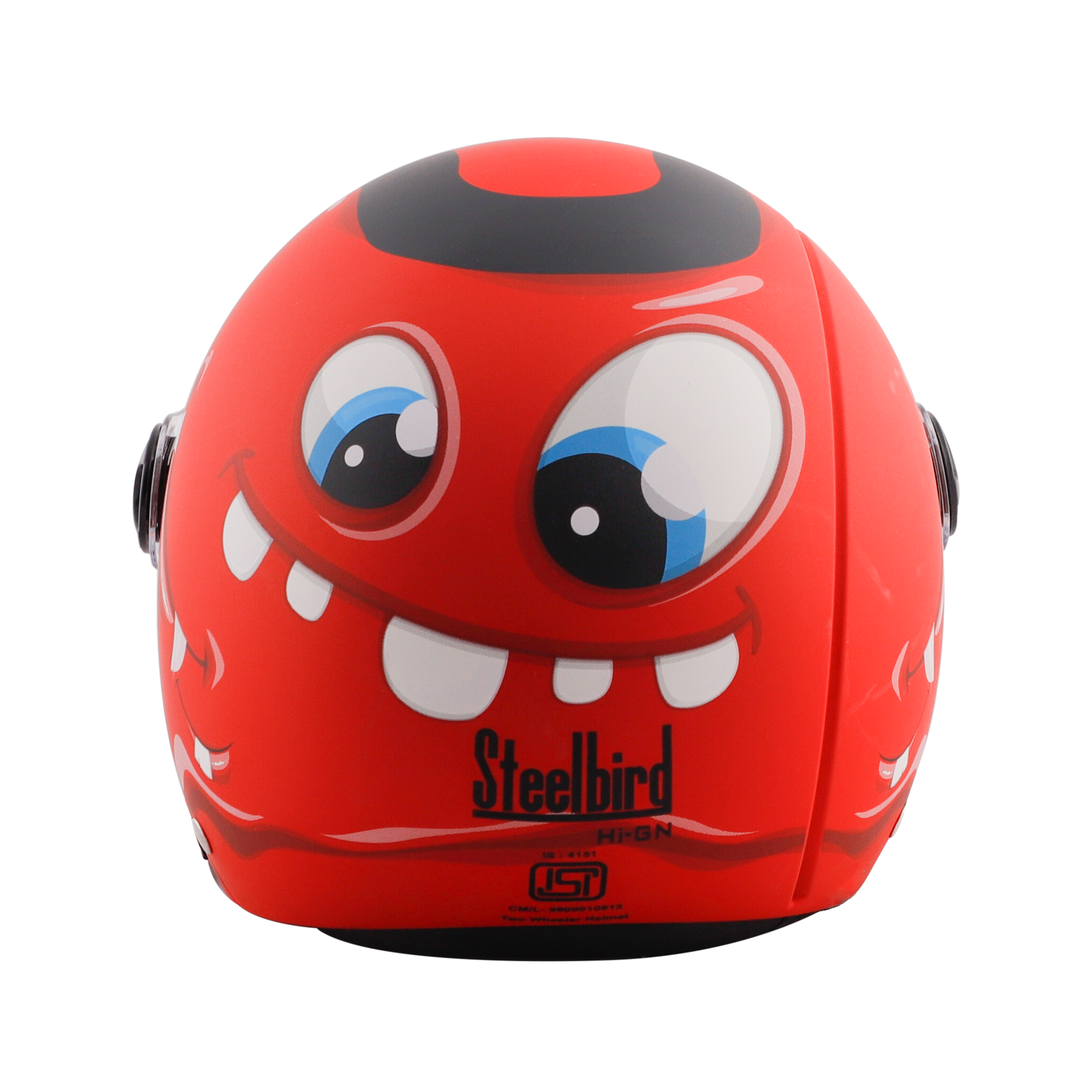 Steelbird Skip Toad Open Face ISI Certified Helmet For Kids (Matt Black Sports Red With Smoke Visor)