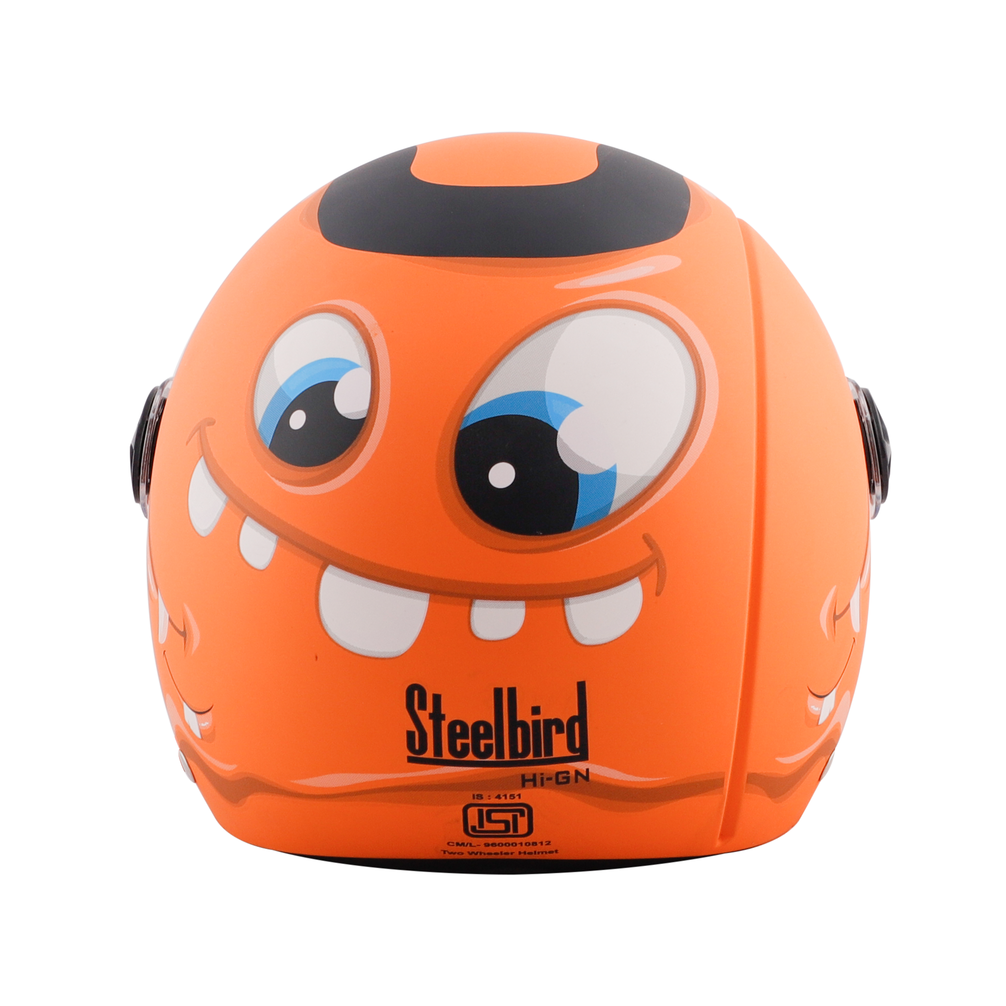 Steelbird Skip Toad Open Face ISI Certified Helmet For Kids (Matt Black Coral Orange With Smoke Visor)