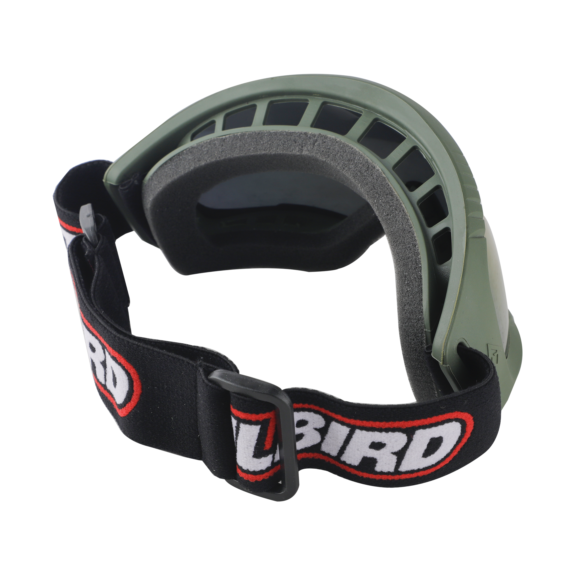 RIDING GOGGLE OLIVE GREEN WITH RAINBOW CHROME VISOR