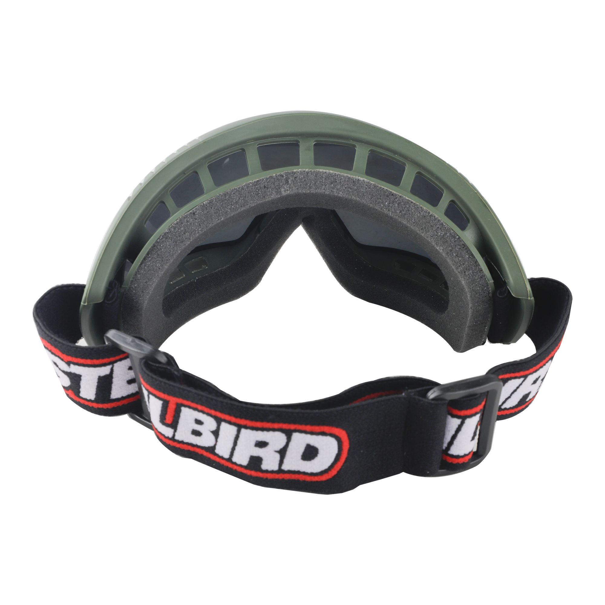 RIDING GOGGLE OLIVE GREEN WITH RAINBOW CHROME VISOR