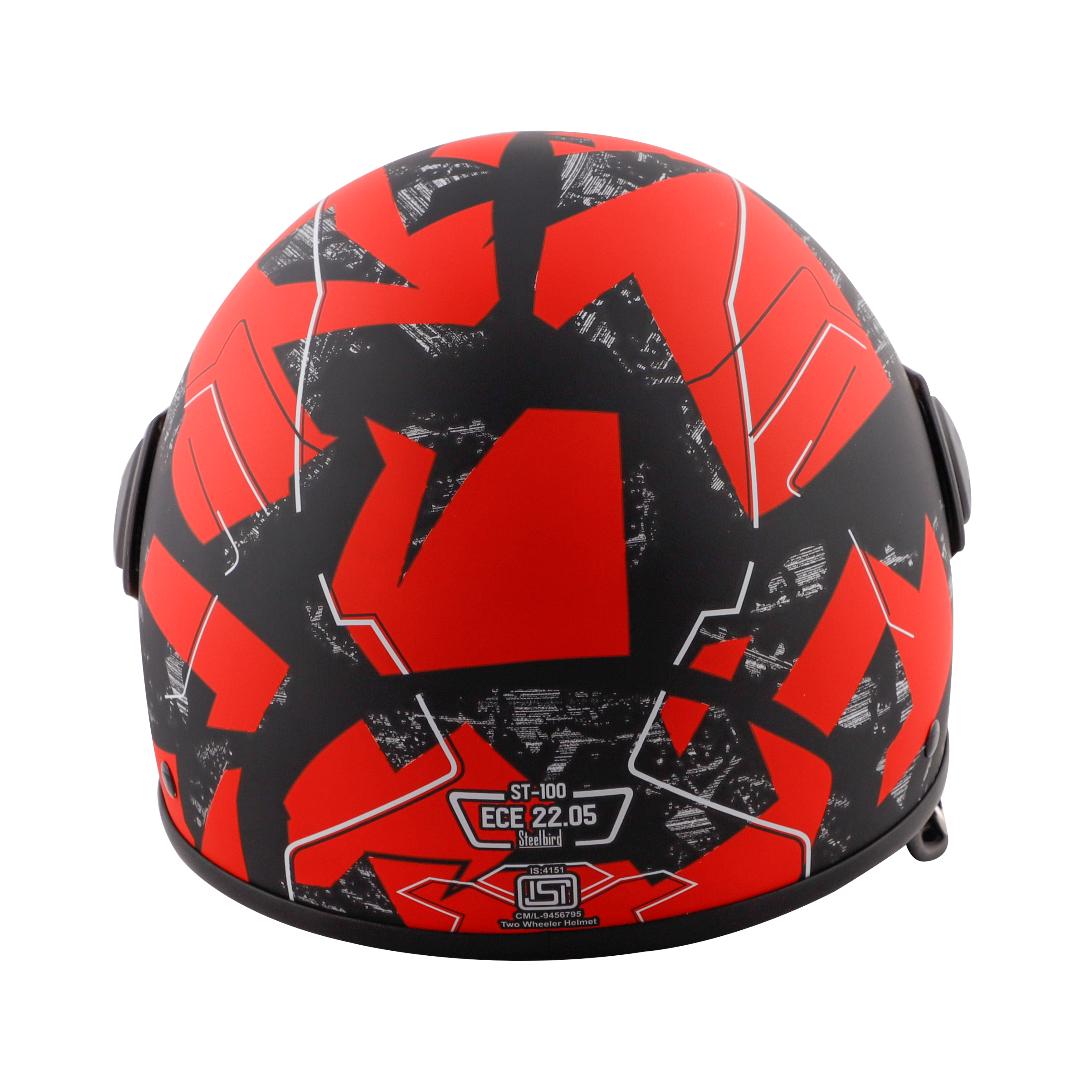 ST-100 CAMO ECE GLOSSY BLACK WITH RED (FITTED WITH CLEAR VISOR. SMOKE VISOR ONLY FOR ILLUSTRATION PURPOSE)