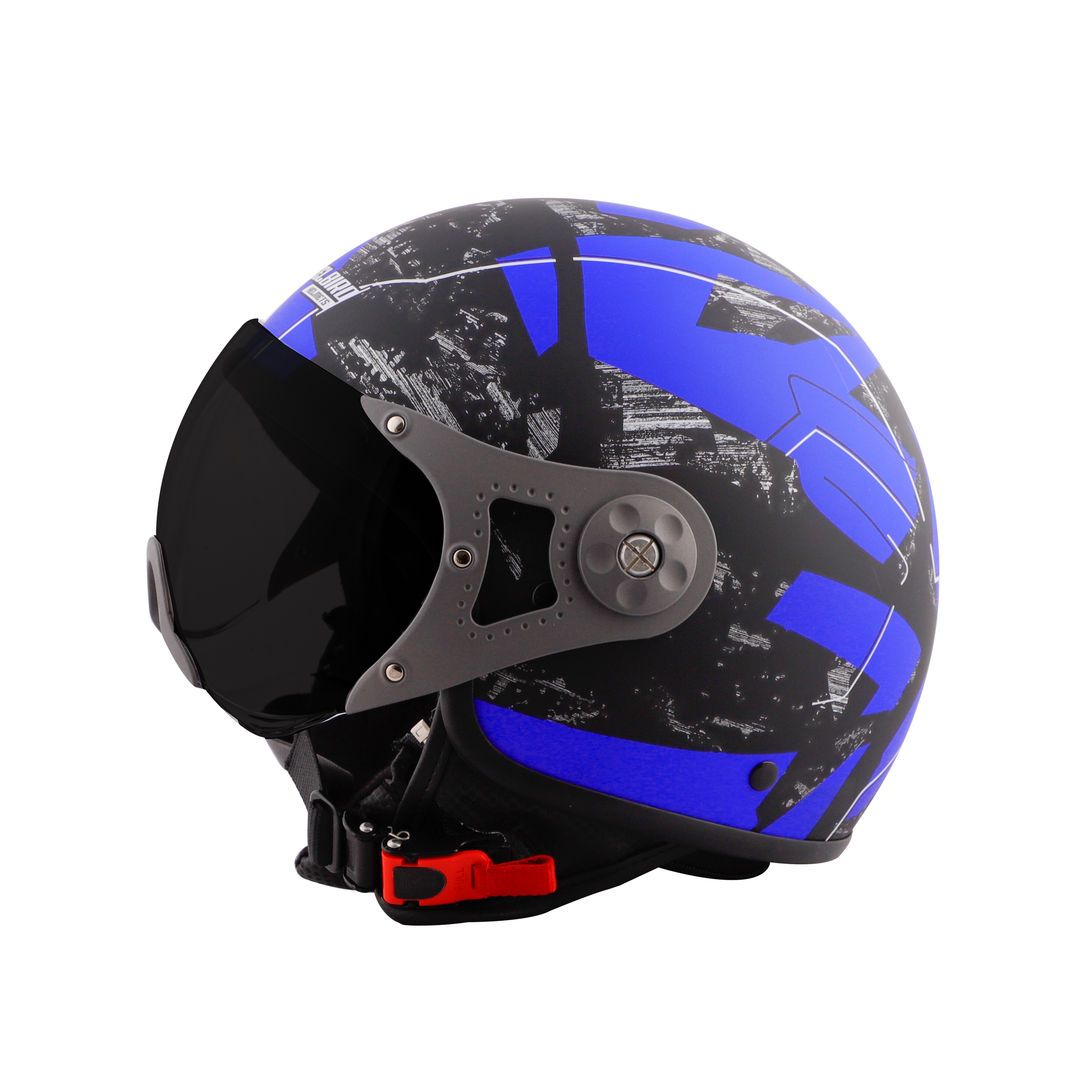 ST-100 CAMO ECE GLOSSY BLACK WITH BLUE (FITTED WITH CLEAR VISOR. SMOKE VISOR ONLY FOR ILLUSTRATION PURPOSE)