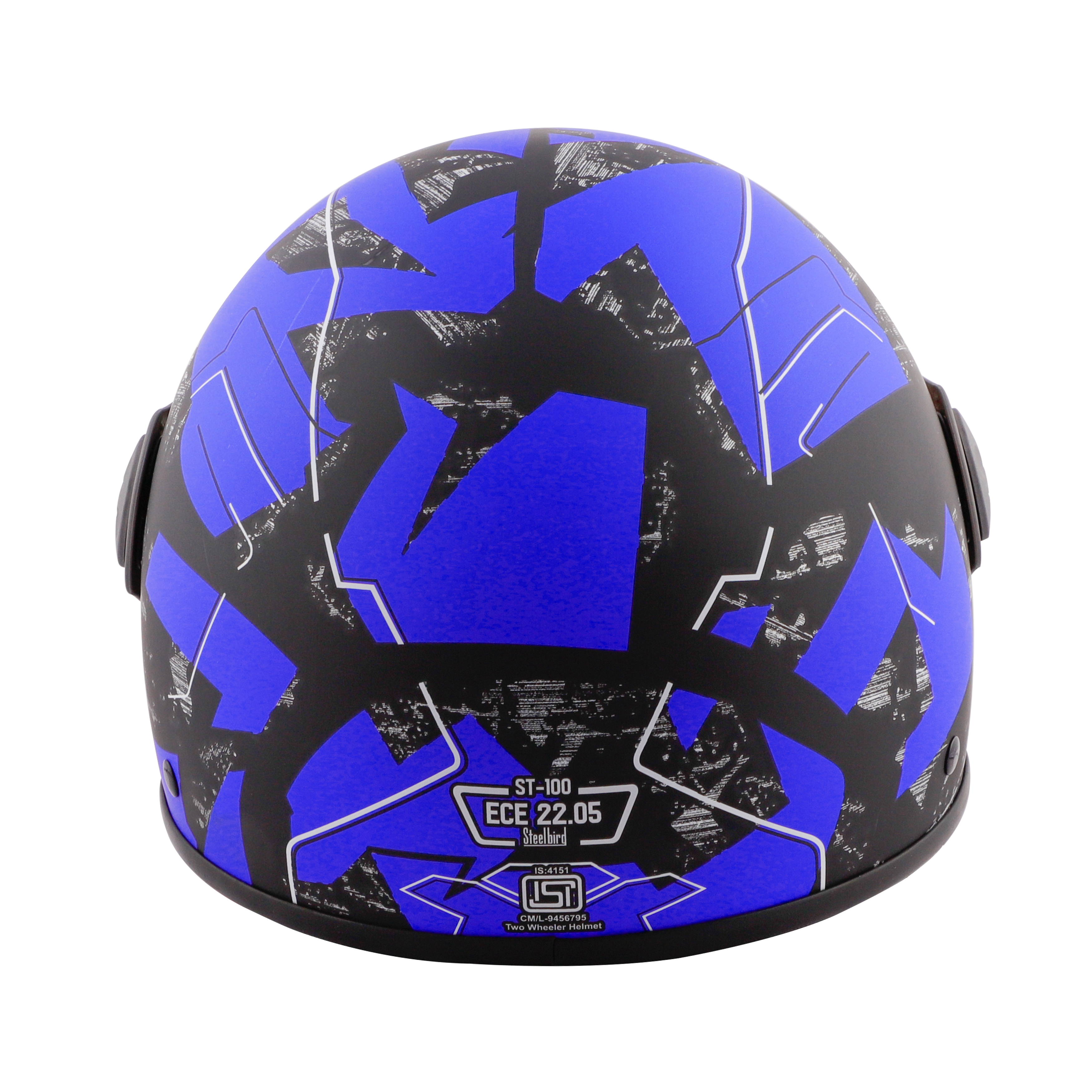 ST-100 CAMO ECE GLOSSY BLACK WITH BLUE (FITTED WITH CLEAR VISOR. SMOKE VISOR ONLY FOR ILLUSTRATION PURPOSE)