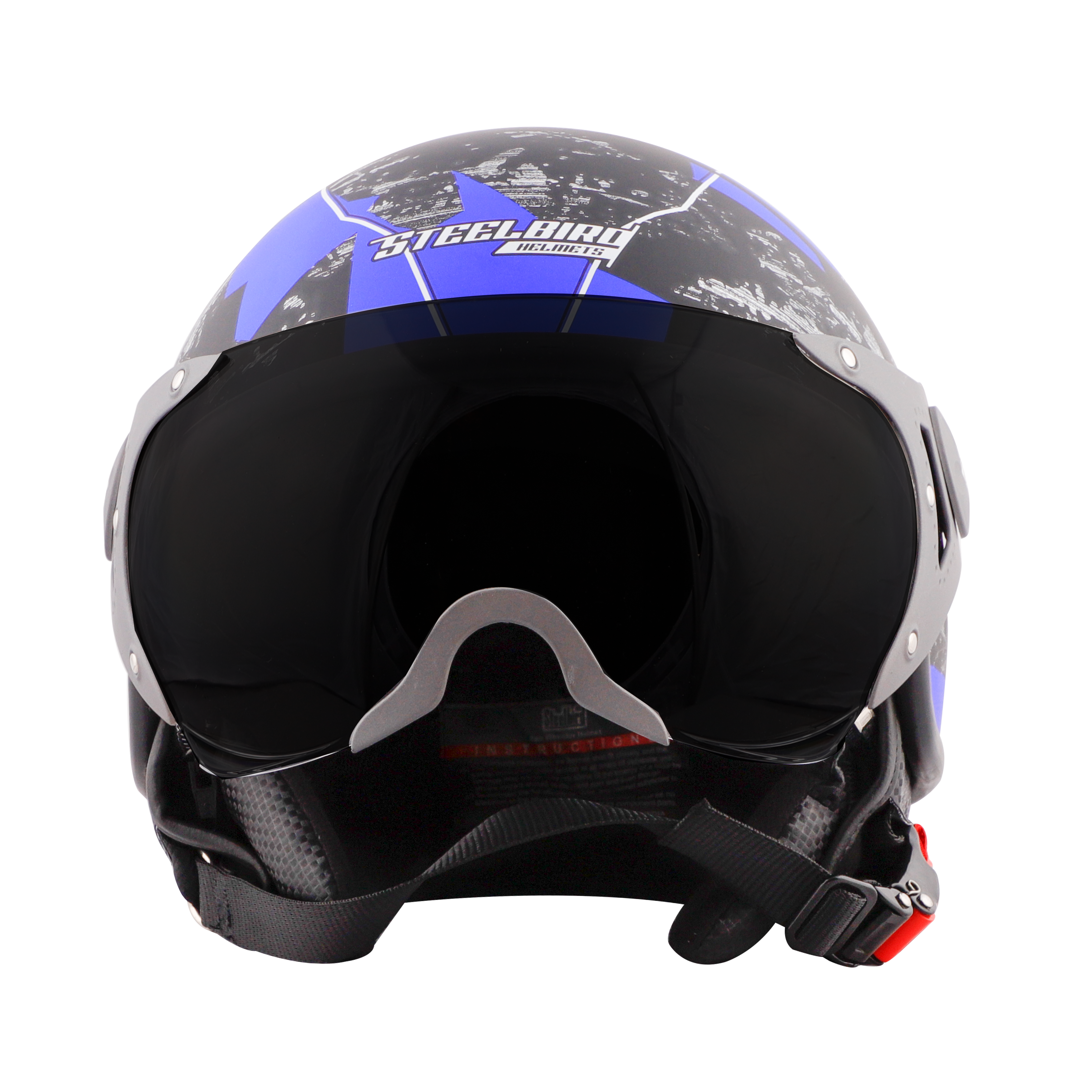 ST-100 CAMO ECE GLOSSY BLACK WITH BLUE (FITTED WITH CLEAR VISOR. SMOKE VISOR ONLY FOR ILLUSTRATION PURPOSE)