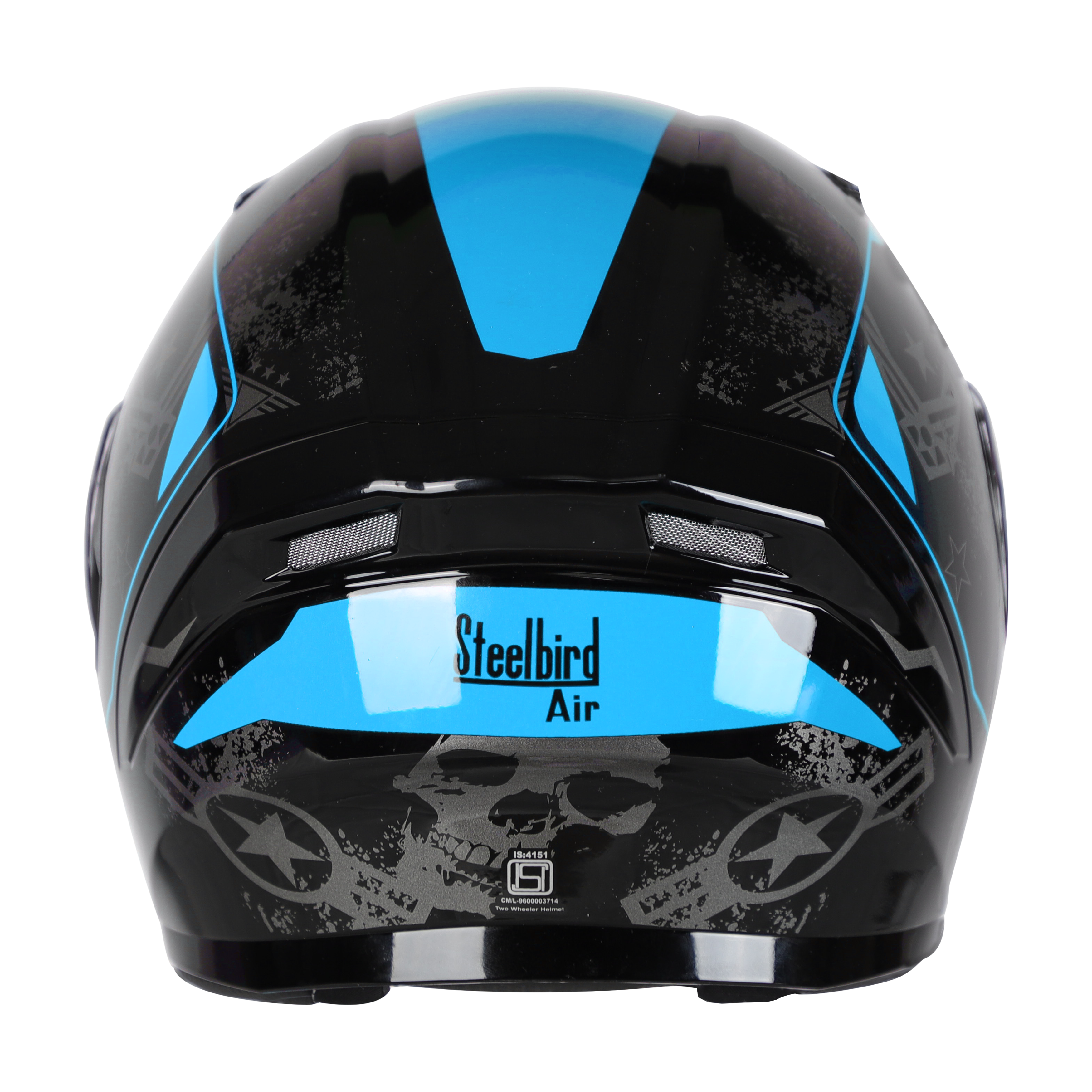 SBA-21 COMBAT GLOSSY BLACK WITH BLUE (WITH INNER SUN SHIELD & LONG CHEEK PAD INTERIOR)