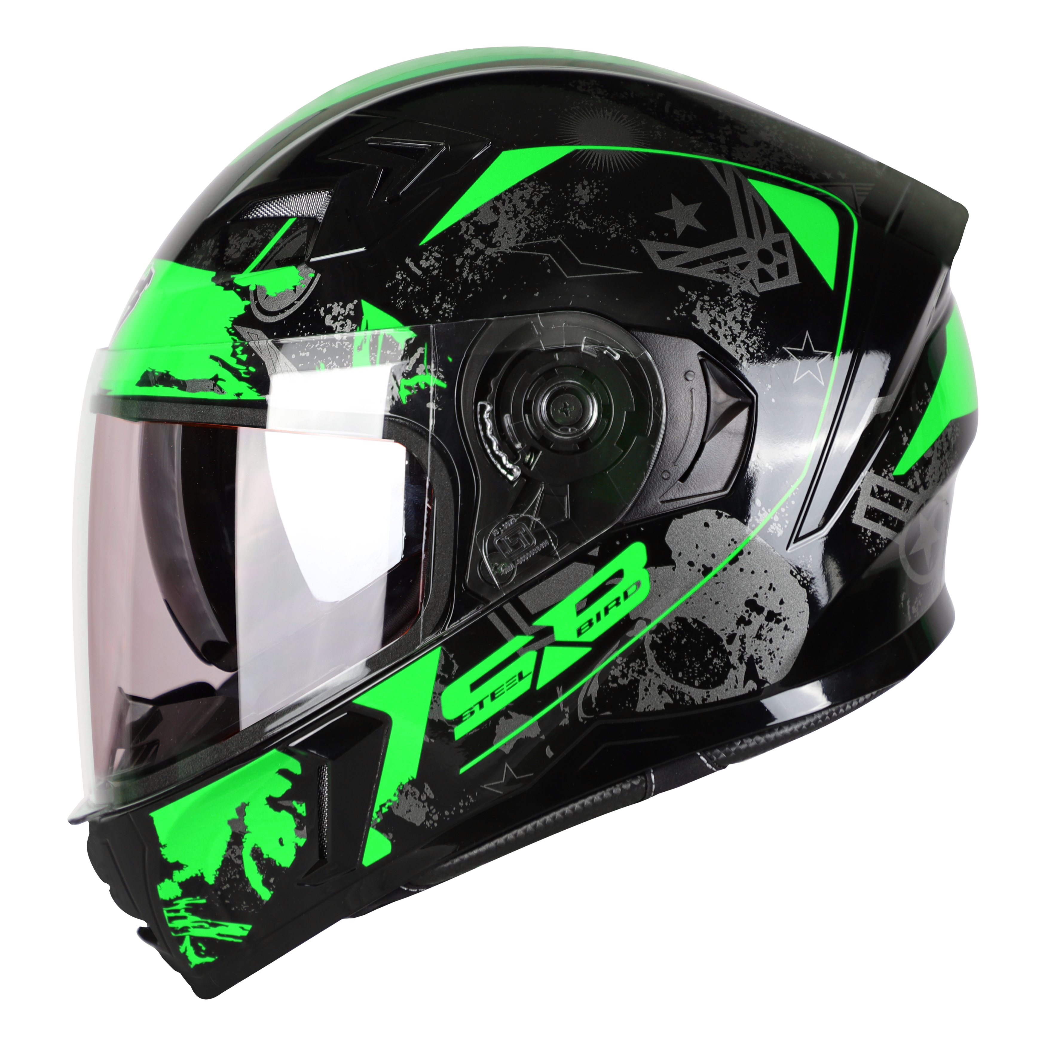 SBA-21 COMBAT GLOSSY BLACK WITH GREEN (WITH IINNER SHIELD & HIGH-END INTERIOR)