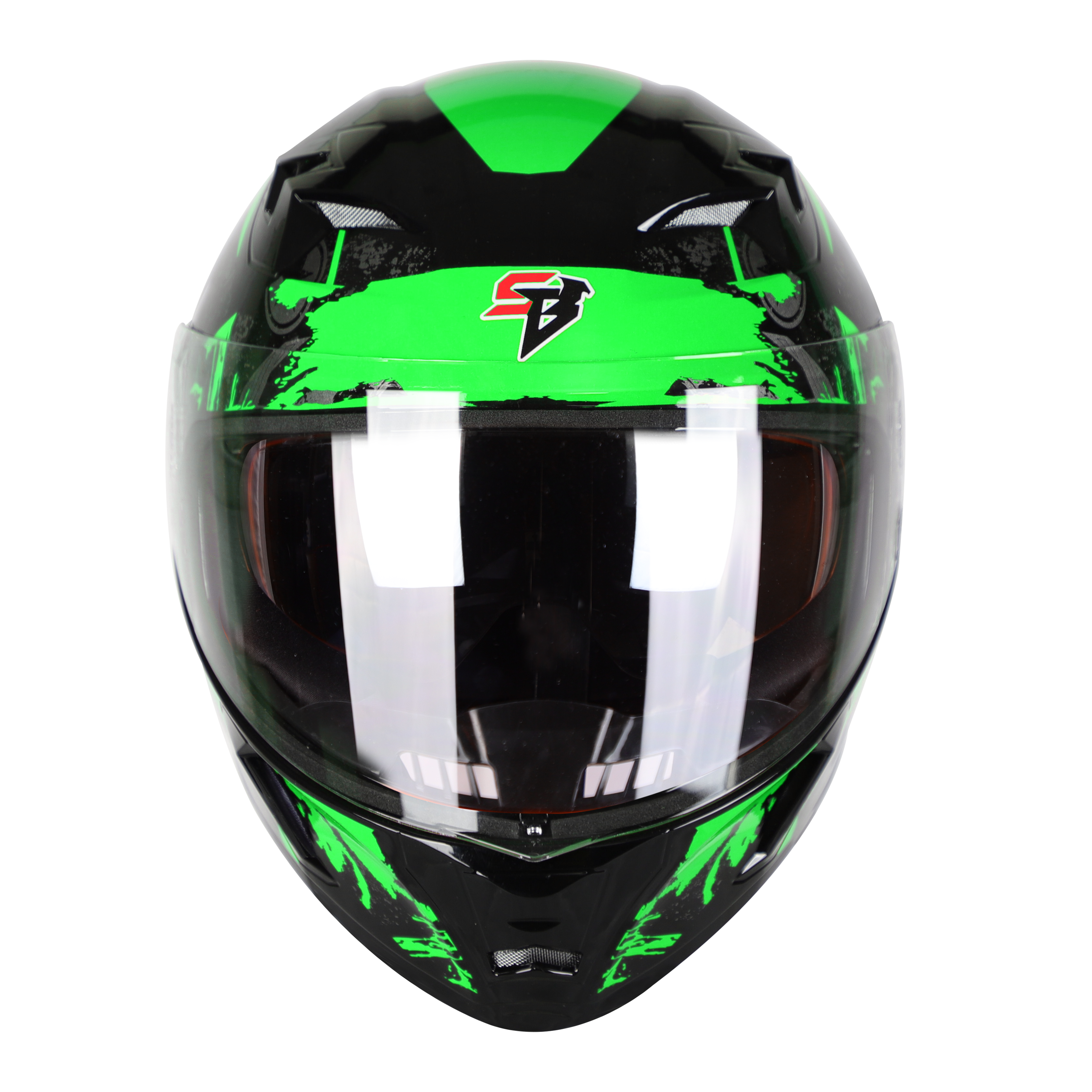 SBA-21 COMBAT GLOSSY BLACK WITH GREEN (WITH IINNER SHIELD & HIGH-END INTERIOR)