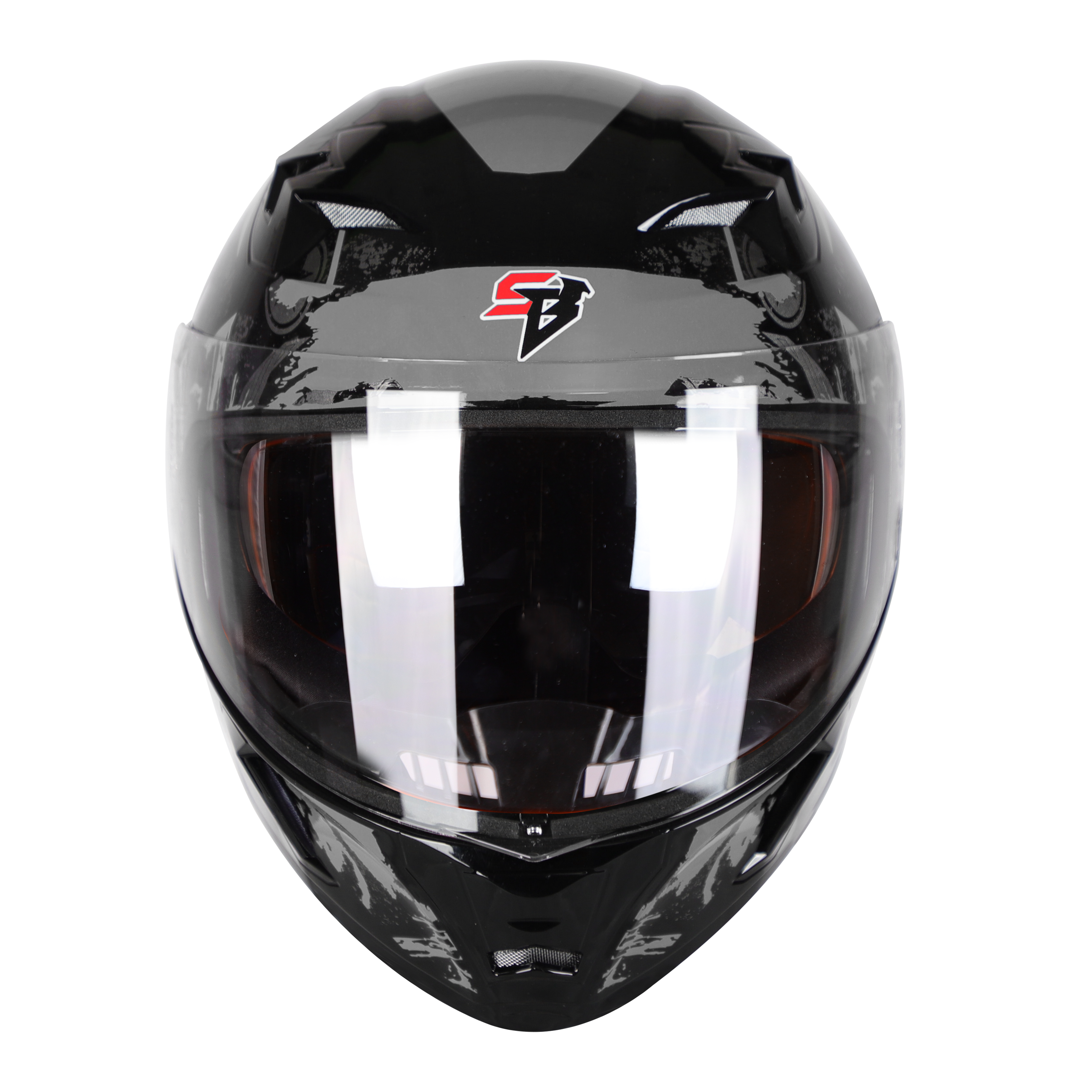 SBA-21 COMBAT GLOSSY BLACK WITH GREY (WITH IINNER SHIELD & HIGH-END INTERIOR)