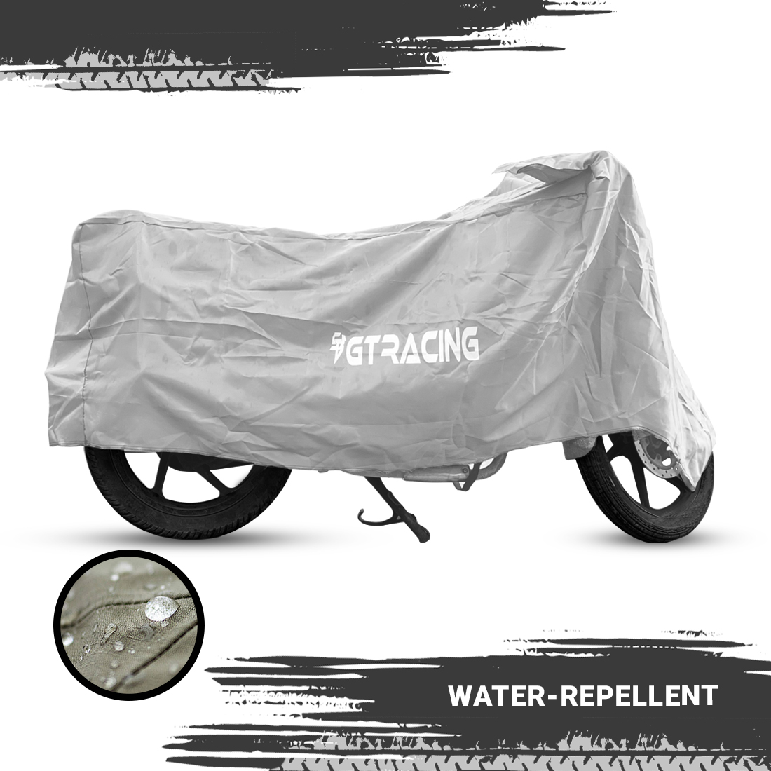 Steelbird Bike Cover GT Racing UV Protection Water-Resistant & Dustproof (Silver Matty), Bike Body Cover With Carry Bag (All Bikes Upto Cruiser Bikes)