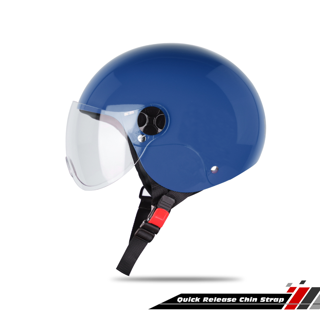 Steelbird SBH-16 Dex ISI Certified Open Face Helmet (Glossy Blue With Clear Visor)