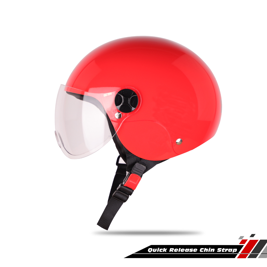 Steelbird SBH-16 Dex ISI Certified Open Face Helmet (Glossy Red With Clear Visor)