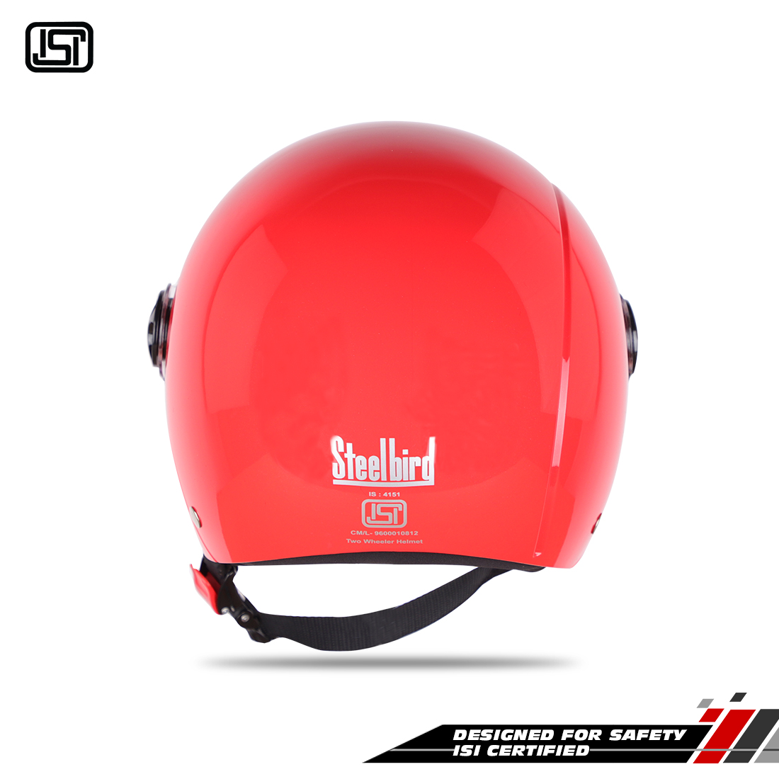 Steelbird SBH-16 Dex ISI Certified Open Face Helmet (Glossy Red With Clear Visor)