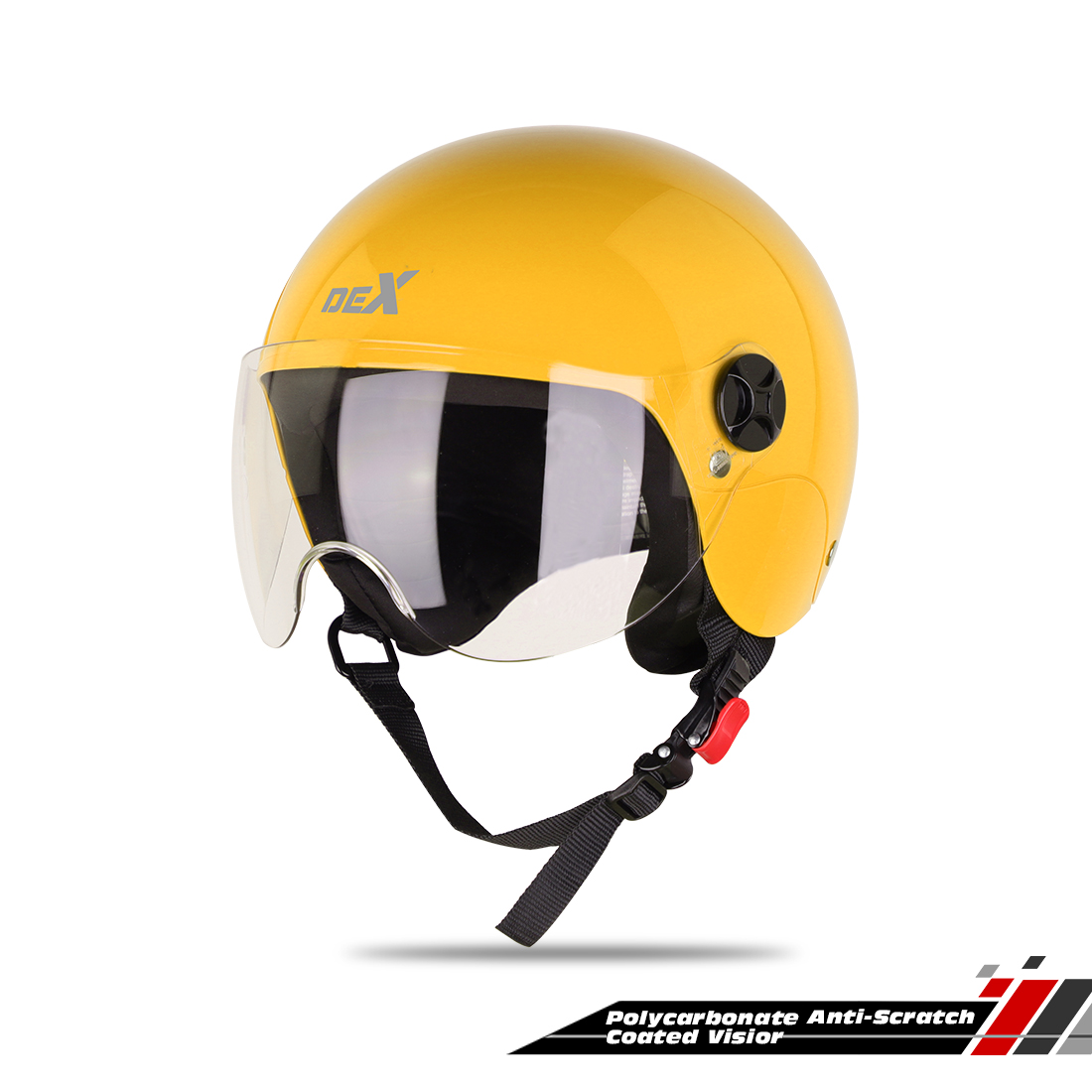 Steelbird SBH-16 Dex ISI Certified Open Face Helmet (Glossy Yellow With Clear Visor)