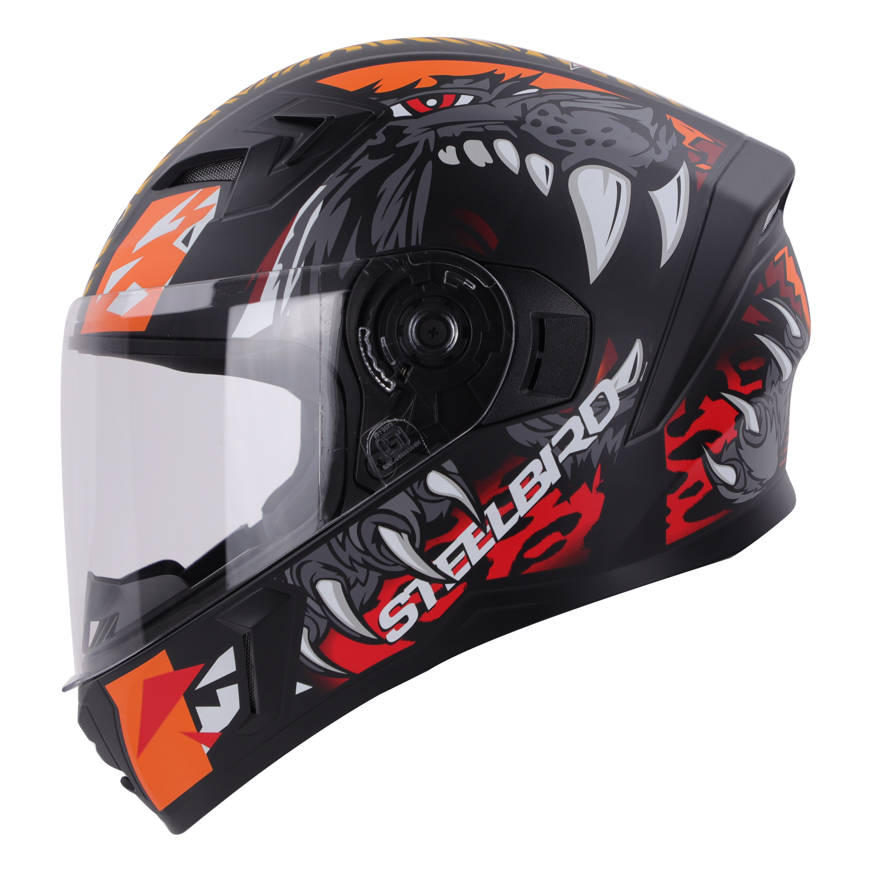 SBA-21 PANTHA GLOSSY BLACK WITH ORANGE/RED (WITH HIGH-END INTERIOR)