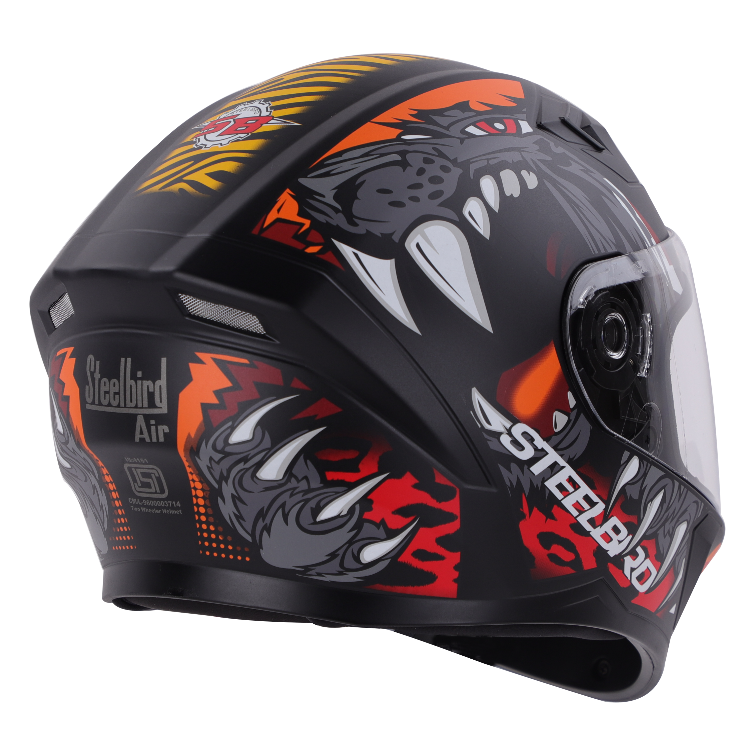 SBA-21 PANTHA GLOSSY BLACK WITH ORANGE/RED (WITH HIGH-END INTERIOR)