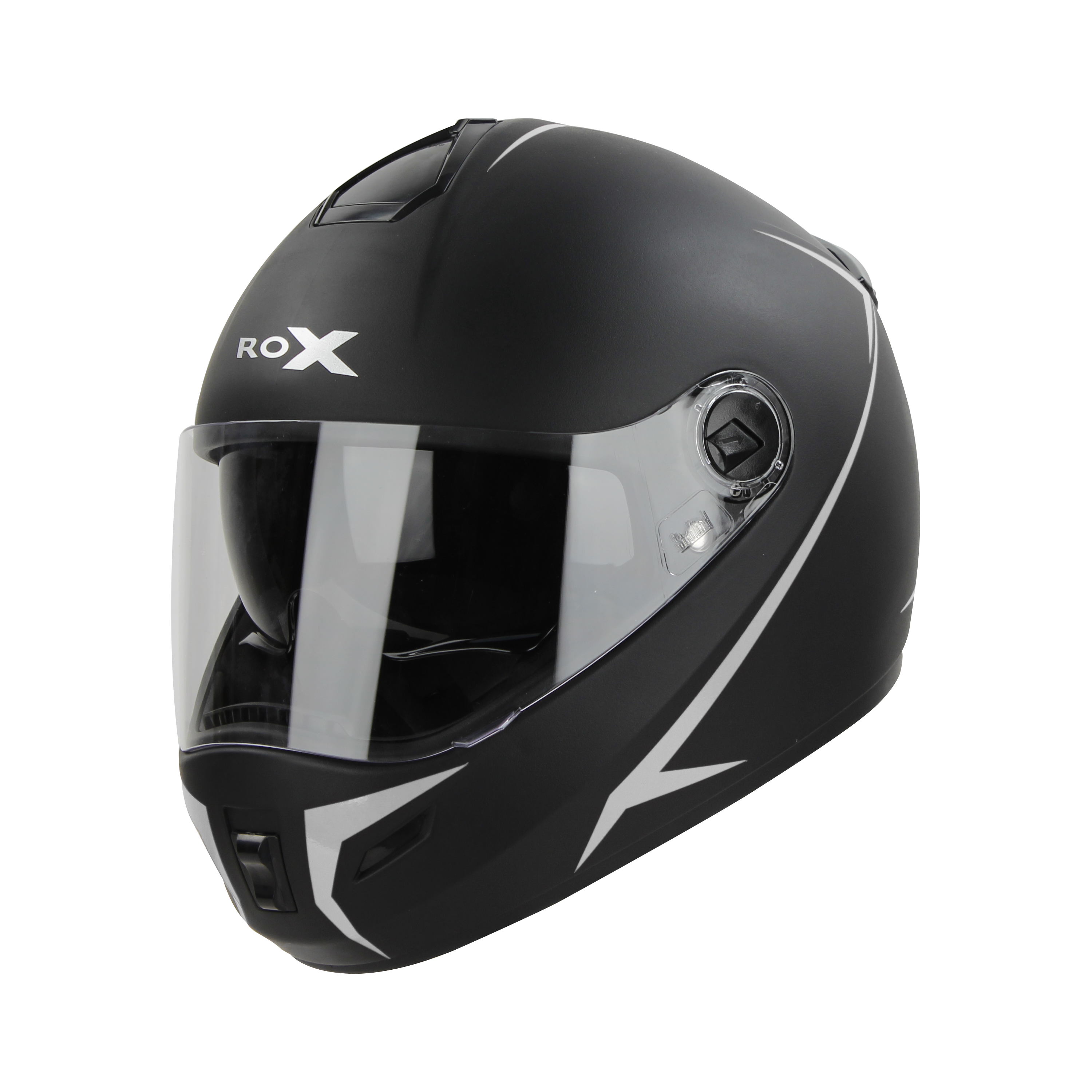 SBH-34 ROX REFLECTIVE GLOSSY BLACK WITH SILVER (WITH INNER SUN SHIELD)