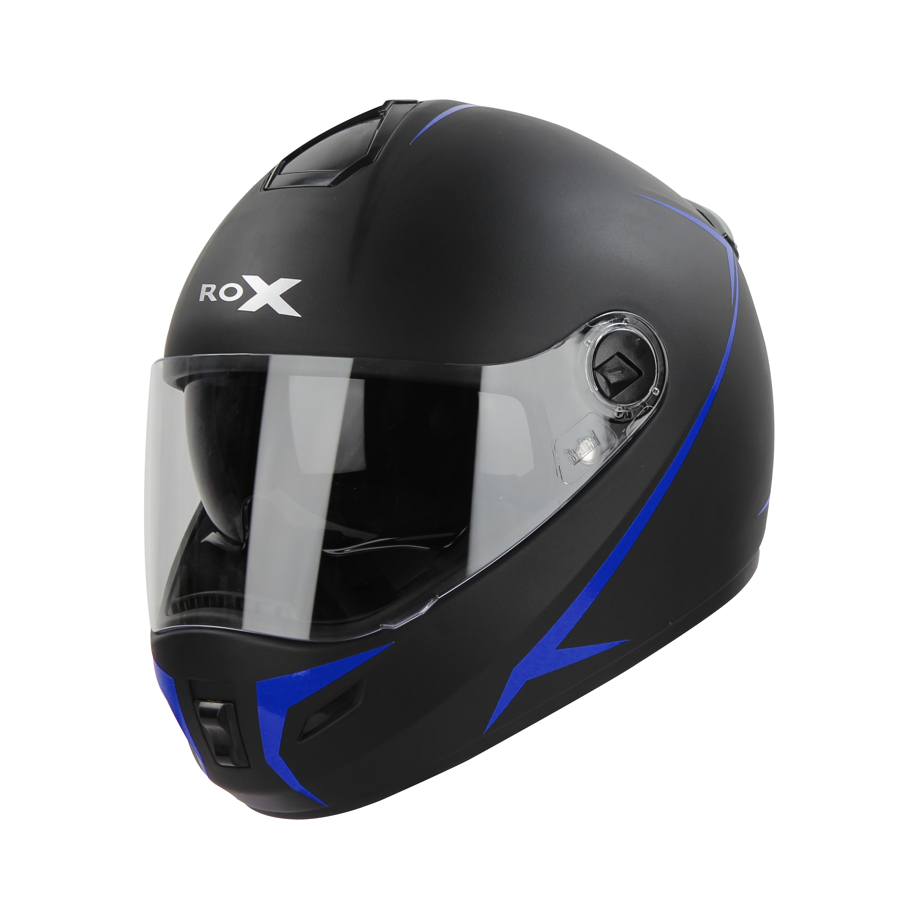 SBH-34 ROX REFLECTIVE GLOSSY BLACK WITH BLUE (WITH INNER SUN SHIELD)