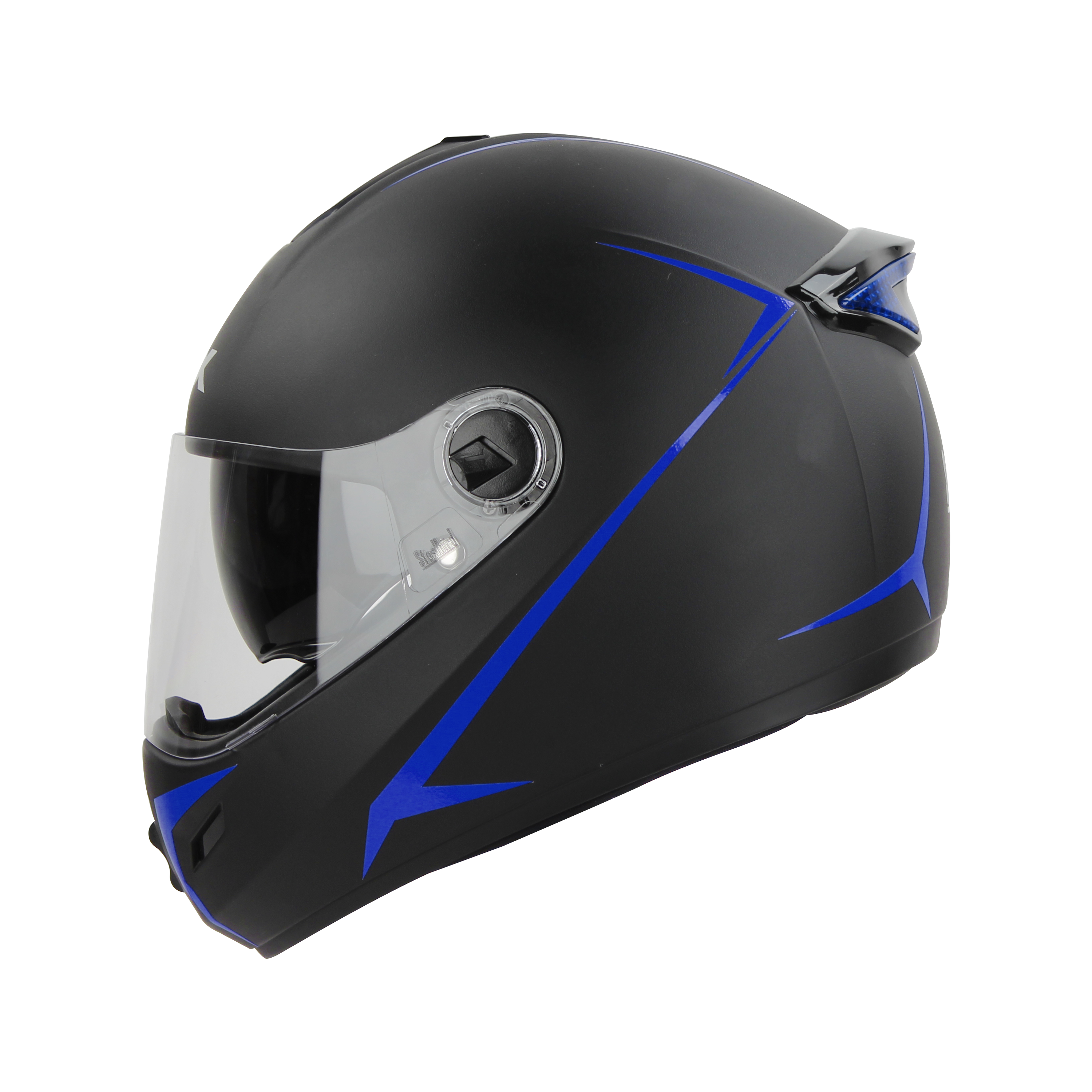 SBH-34 ROX REFLECTIVE GLOSSY BLACK WITH BLUE (WITH INNER SUN SHIELD)