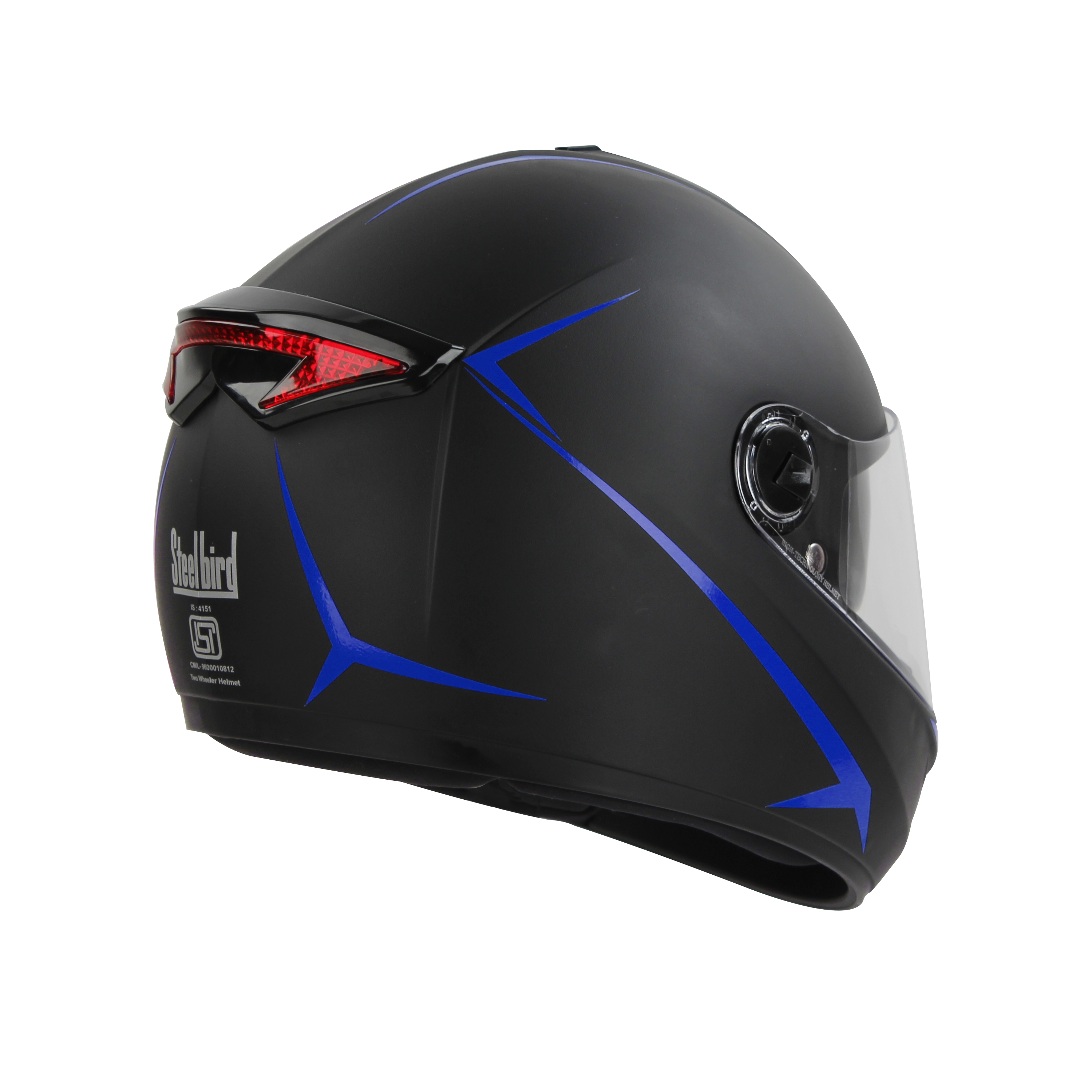 SBH-34 ROX REFLECTIVE GLOSSY BLACK WITH BLUE (WITH INNER SUN SHIELD)