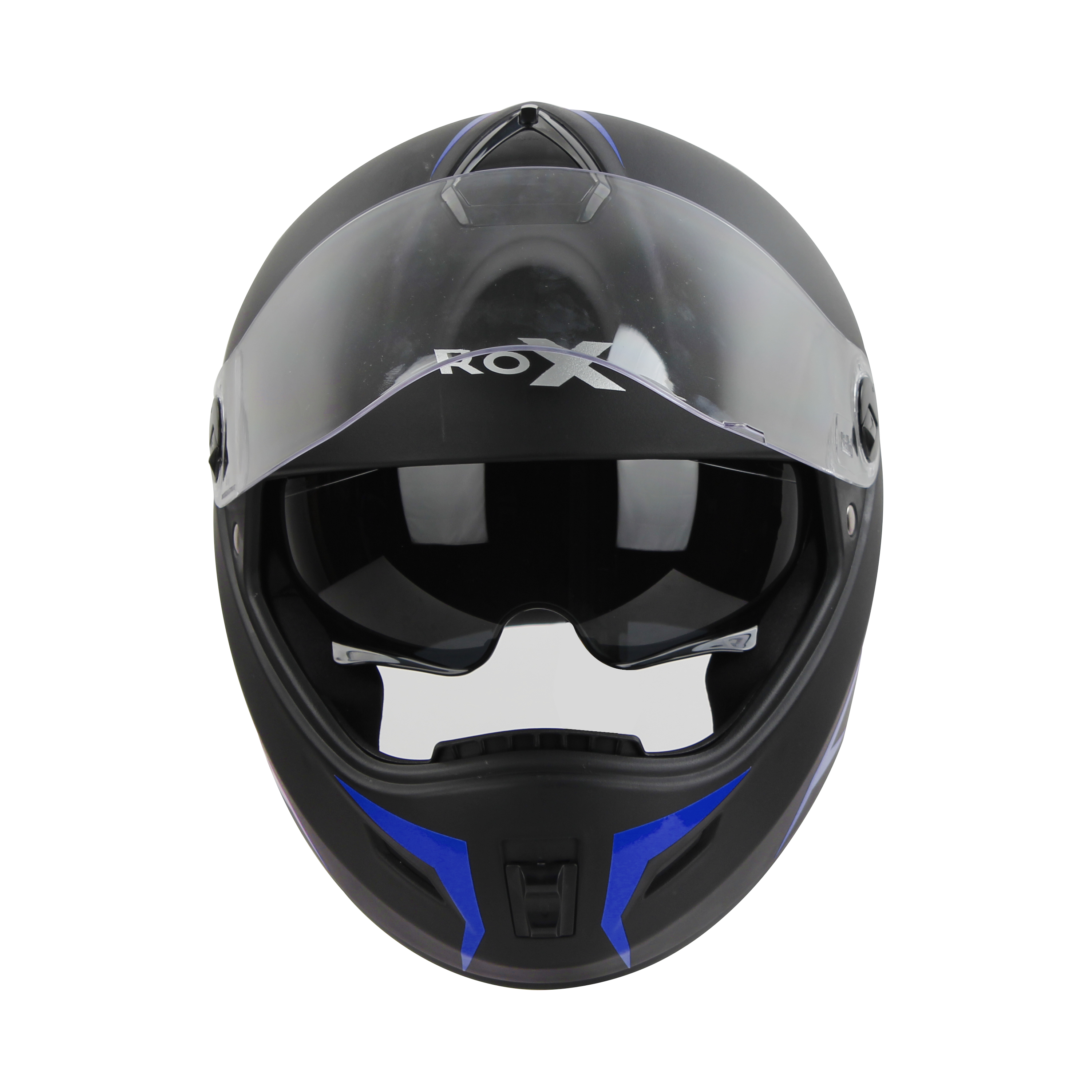 SBH-34 ROX REFLECTIVE GLOSSY BLACK WITH BLUE (WITH INNER SUN SHIELD)