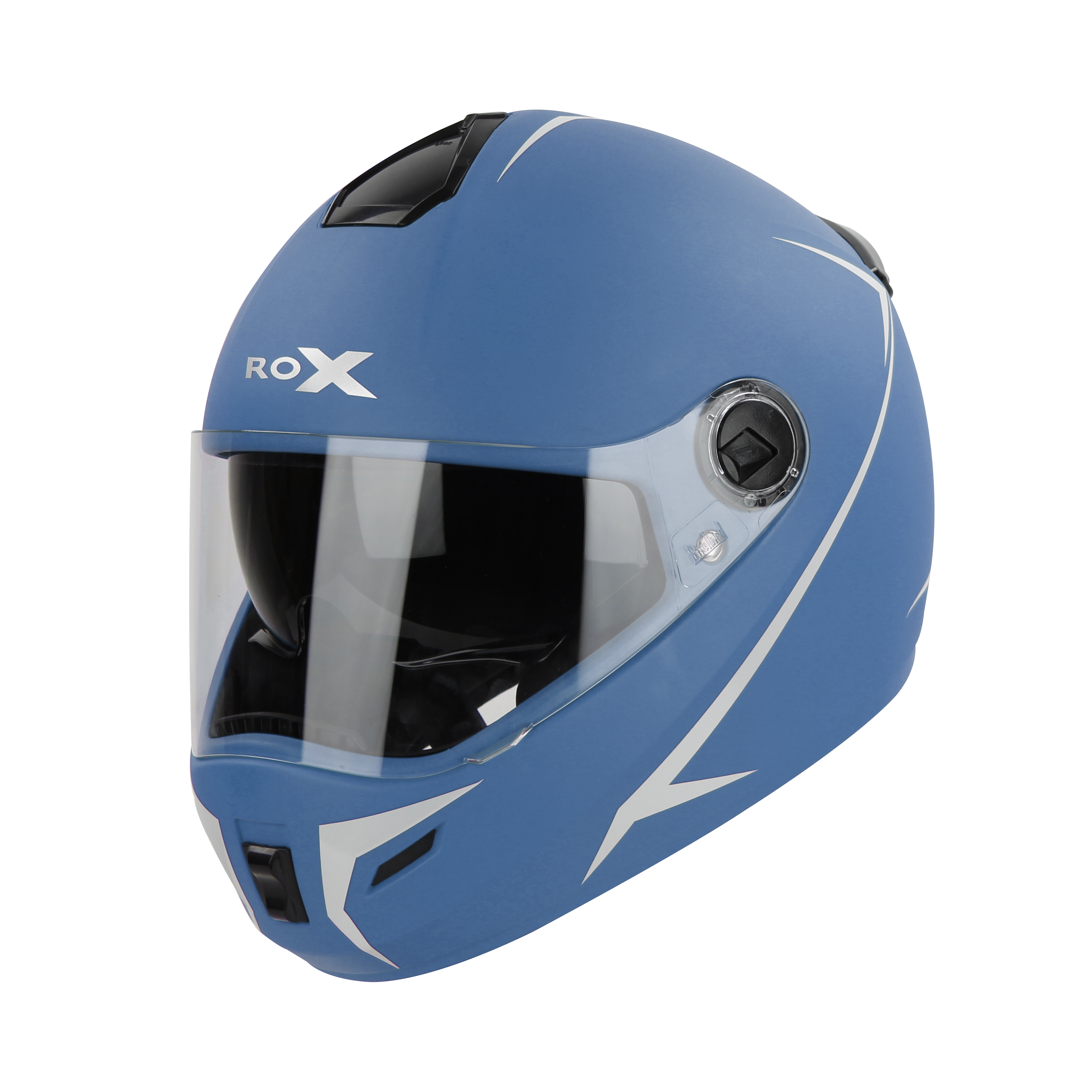 SBH-34 ROX REFLECTIVE GLOSSY BLUE WITH WHITE (WITH INNER SUN SHIELD)