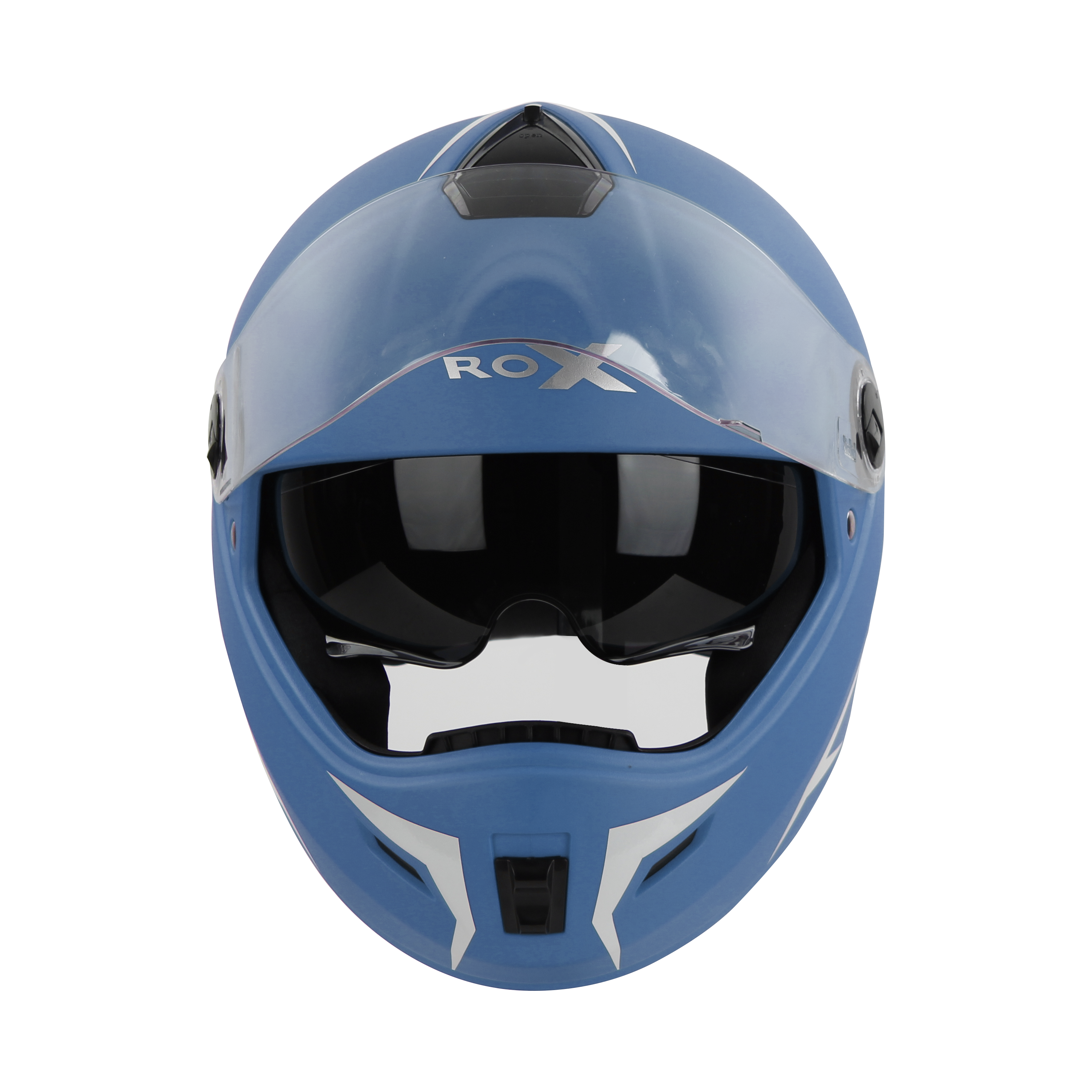 SBH-34 ROX REFLECTIVE GLOSSY BLUE WITH WHITE (WITH INNER SUN SHIELD)