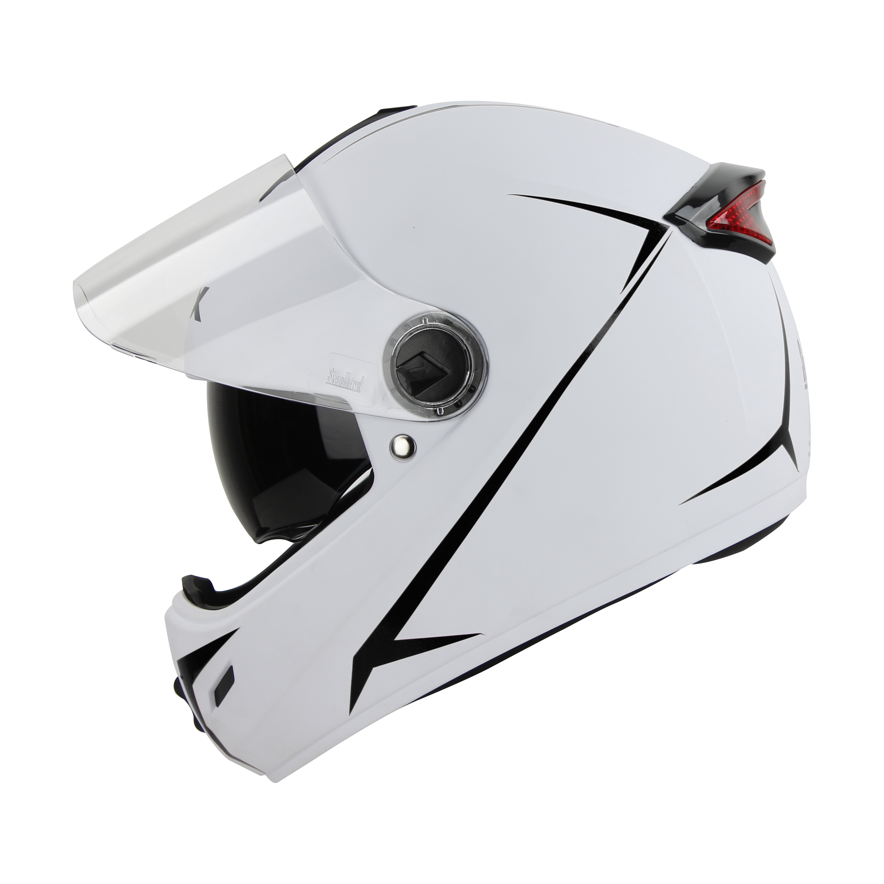 SBH-34 ROX REFLECTIVE GLOSSY WHITE WITH BLACK (WITH INNER SUN SHIELD)