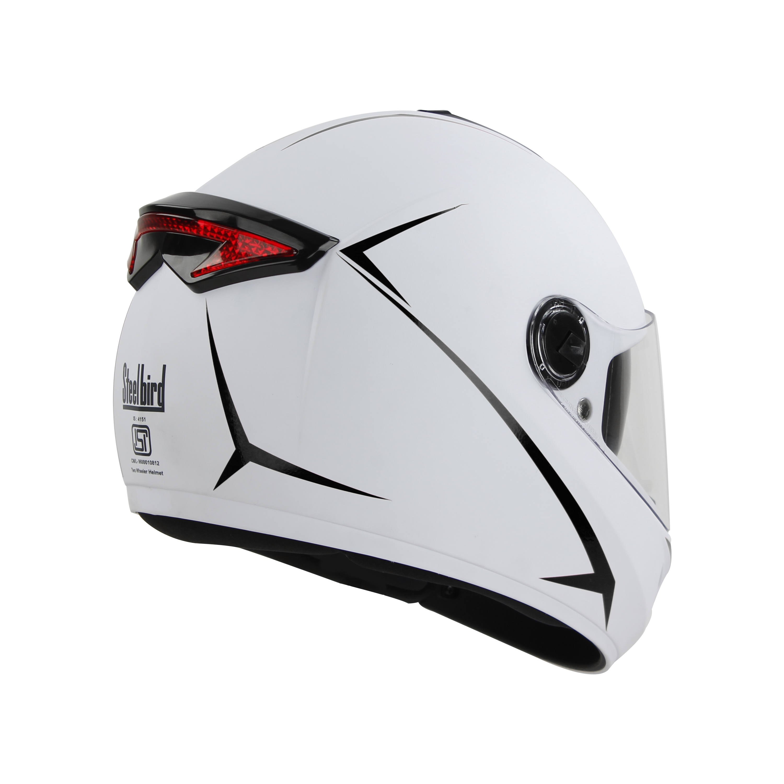 SBH-34 ROX REFLECTIVE GLOSSY WHITE WITH BLACK (WITH INNER SUN SHIELD)