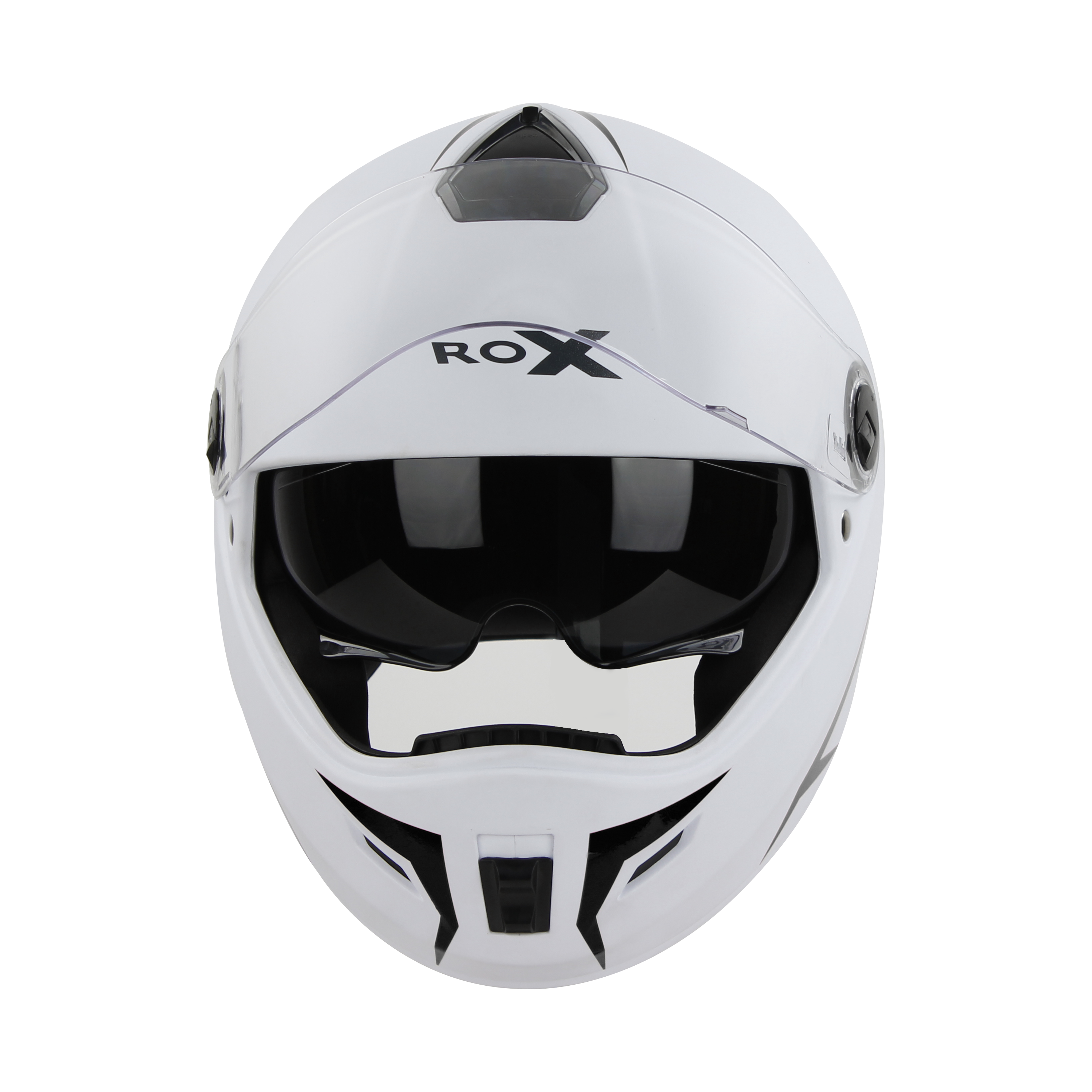 SBH-34 ROX REFLECTIVE GLOSSY WHITE WITH BLACK (WITH INNER SUN SHIELD)