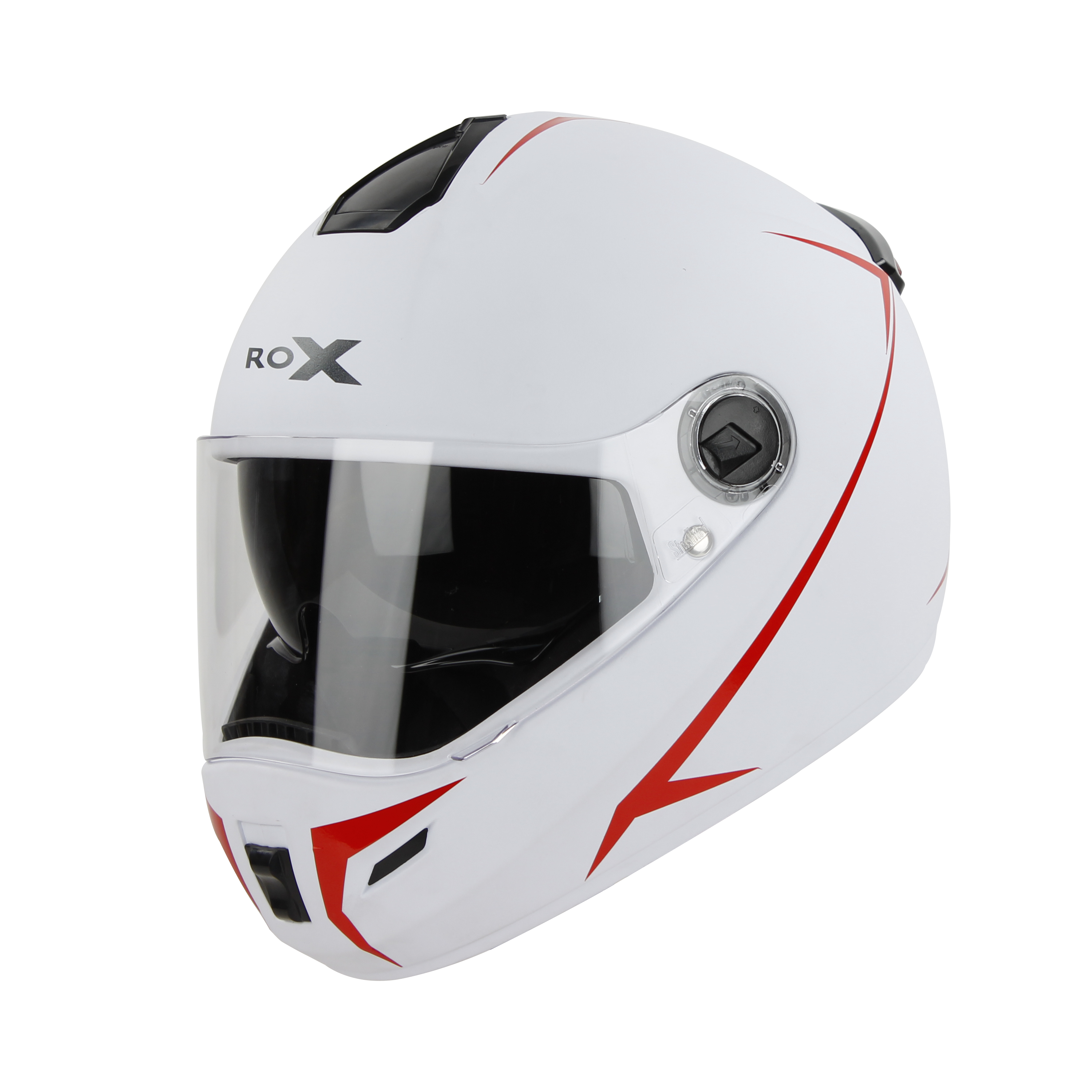 SBH-34 ROX REFLECTIVE GLOSSY WHITE WITH RED (WITH INNER SUN SHIELD)