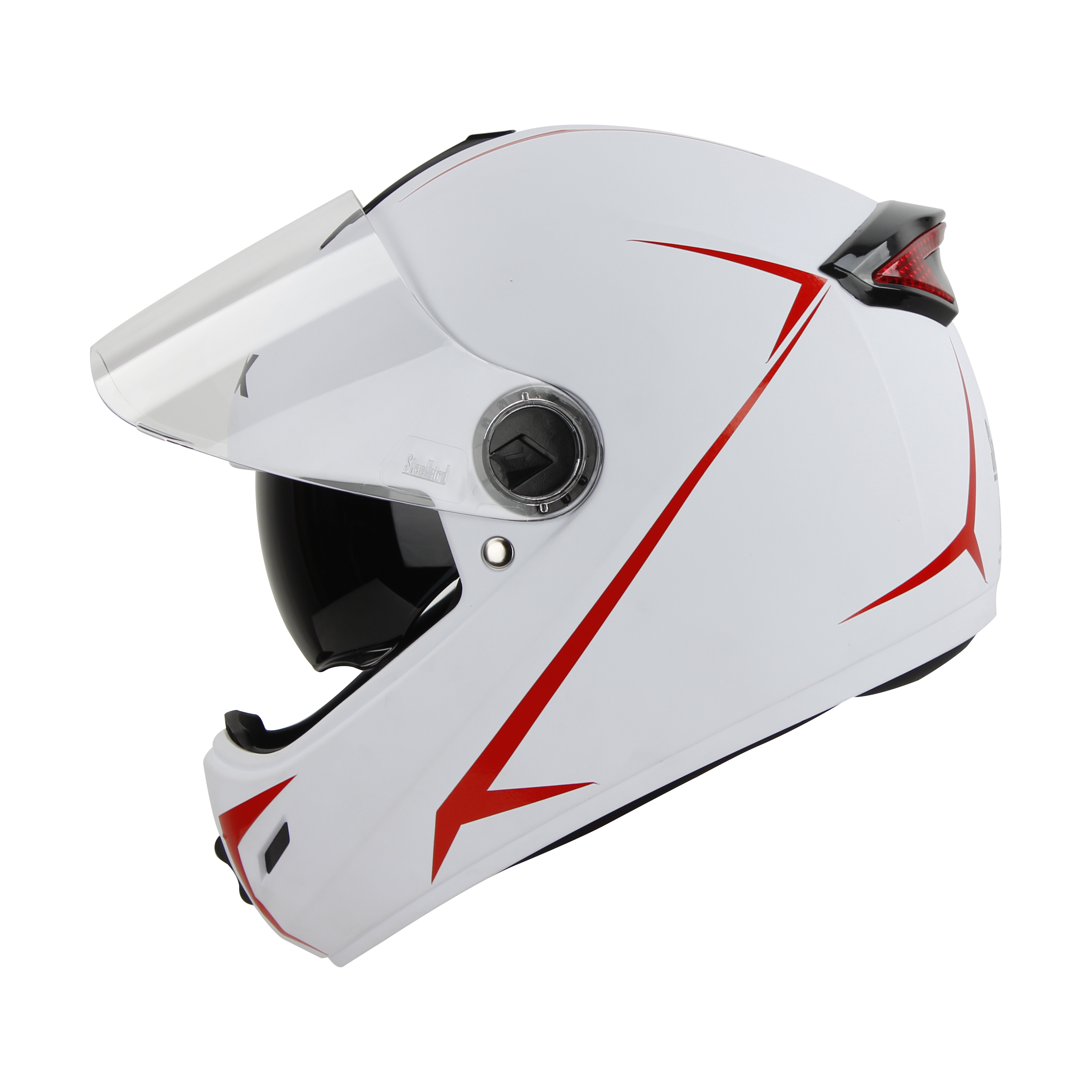 SBH-34 ROX REFLECTIVE GLOSSY WHITE WITH RED (WITH INNER SUN SHIELD)