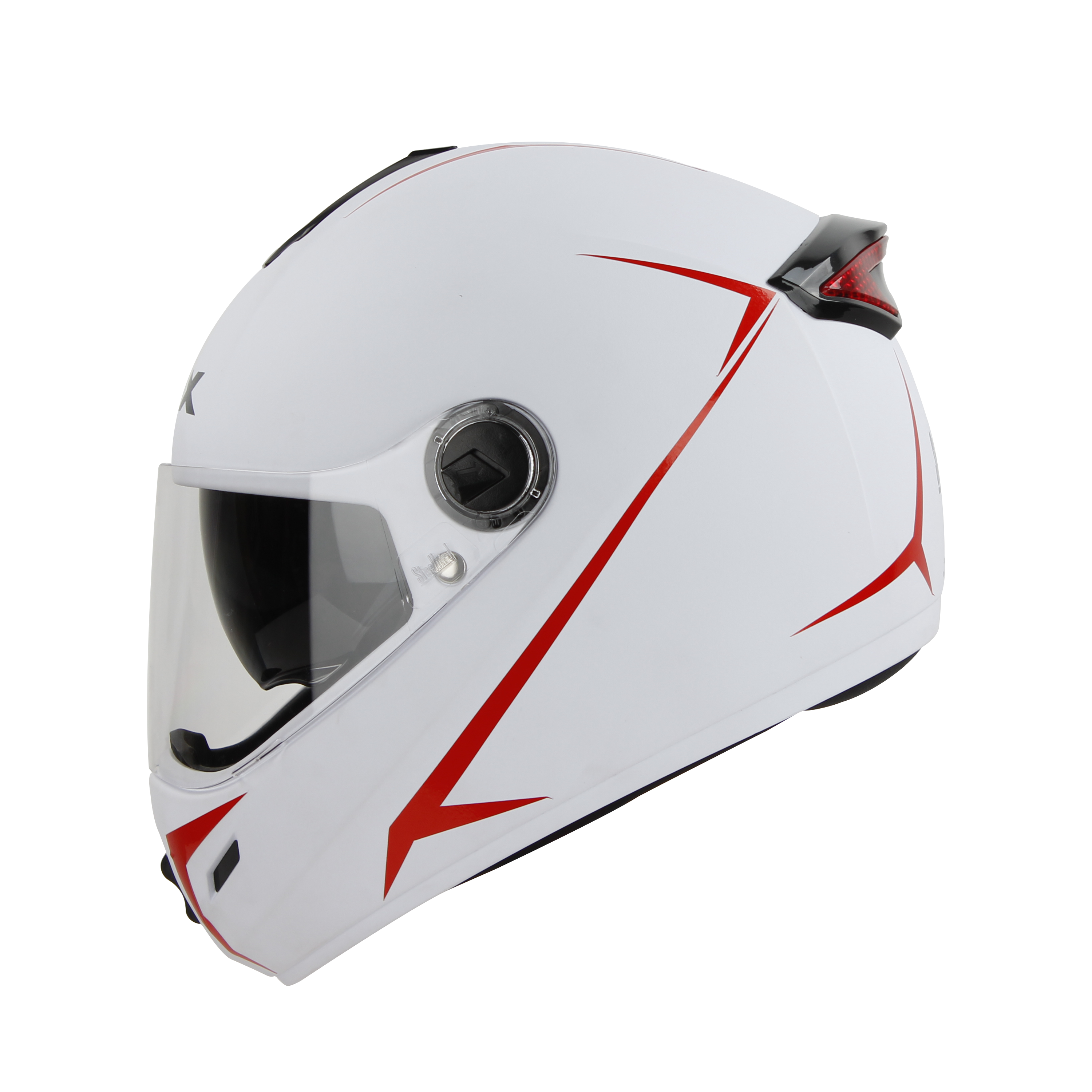 SBH-34 ROX REFLECTIVE GLOSSY WHITE WITH RED (WITH INNER SUN SHIELD)