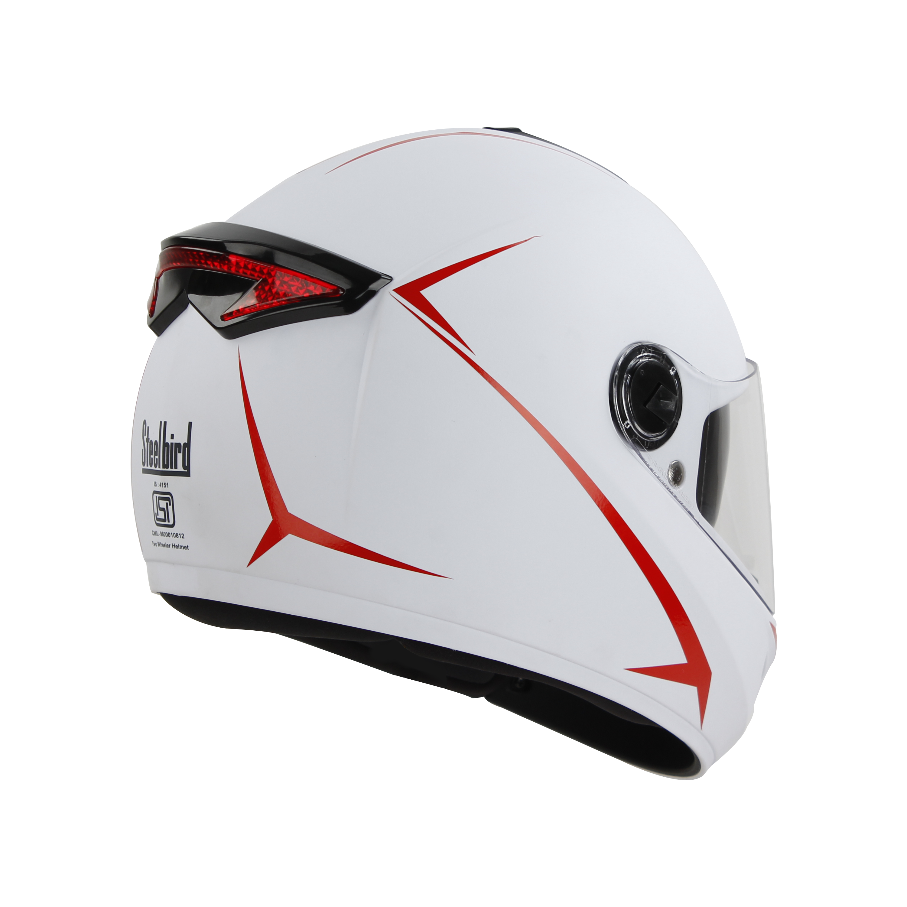 SBH-34 ROX REFLECTIVE GLOSSY WHITE WITH RED (WITH INNER SUN SHIELD)