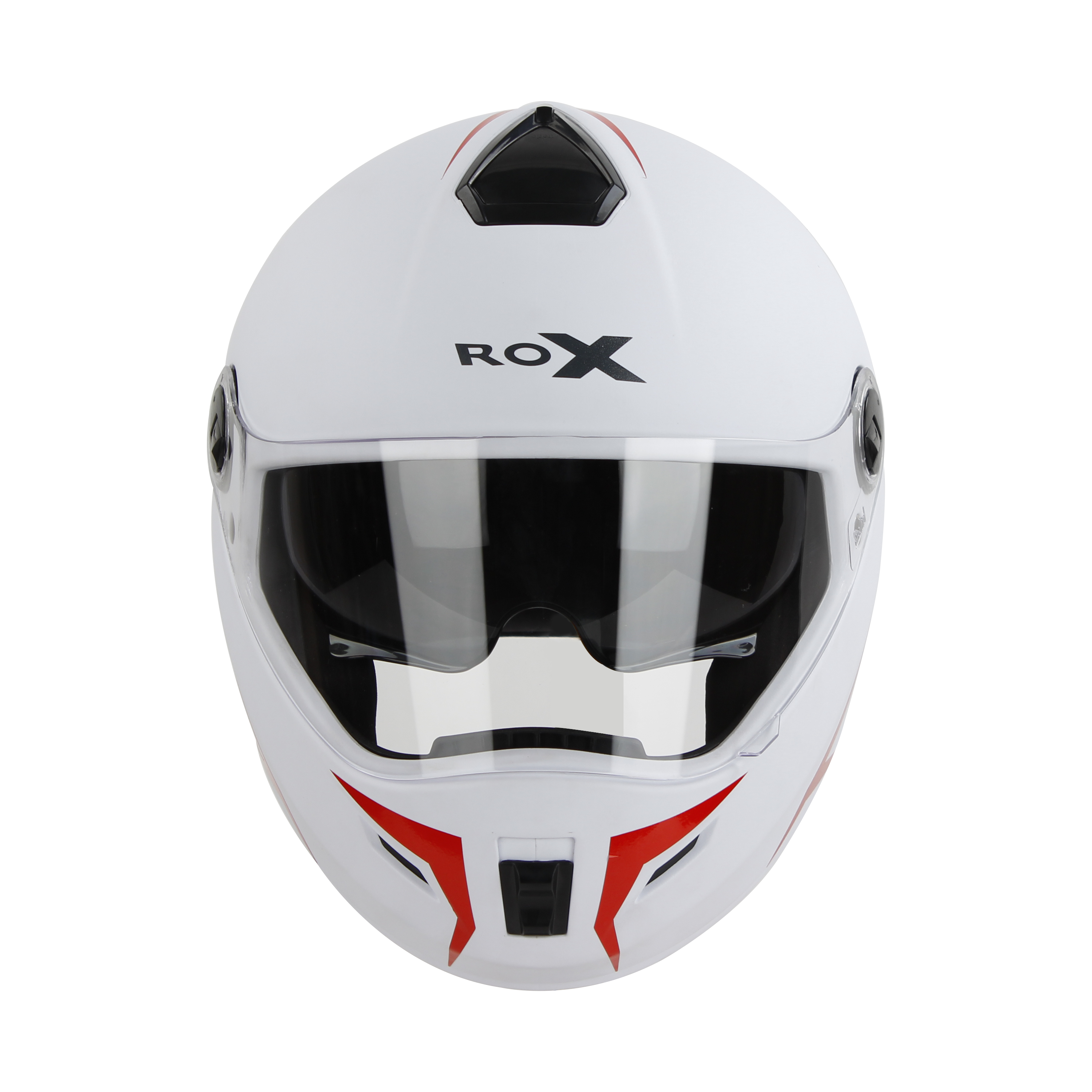 SBH-34 ROX REFLECTIVE GLOSSY WHITE WITH RED (WITH INNER SUN SHIELD)