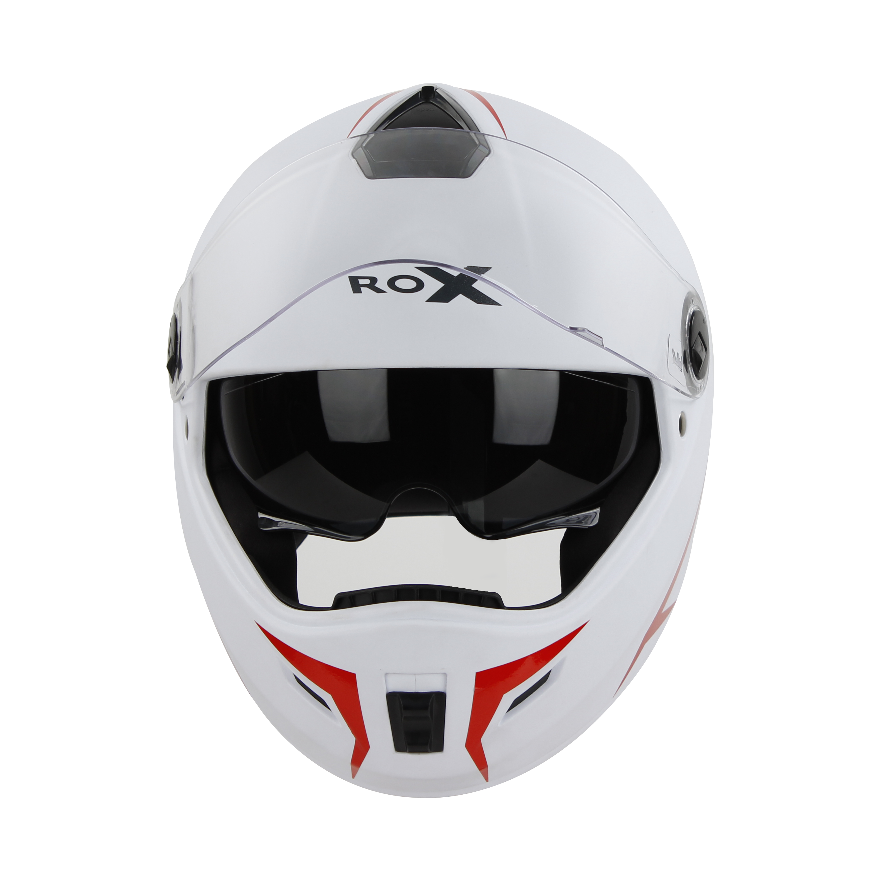 SBH-34 ROX REFLECTIVE GLOSSY WHITE WITH RED (WITH INNER SUN SHIELD)