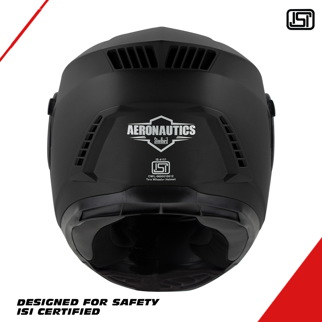 Steelbird SBH-40 ISI Certified Full Face Helmet For Men And Women With Inner Smoke Sun Shield (Matt Midnight Black)