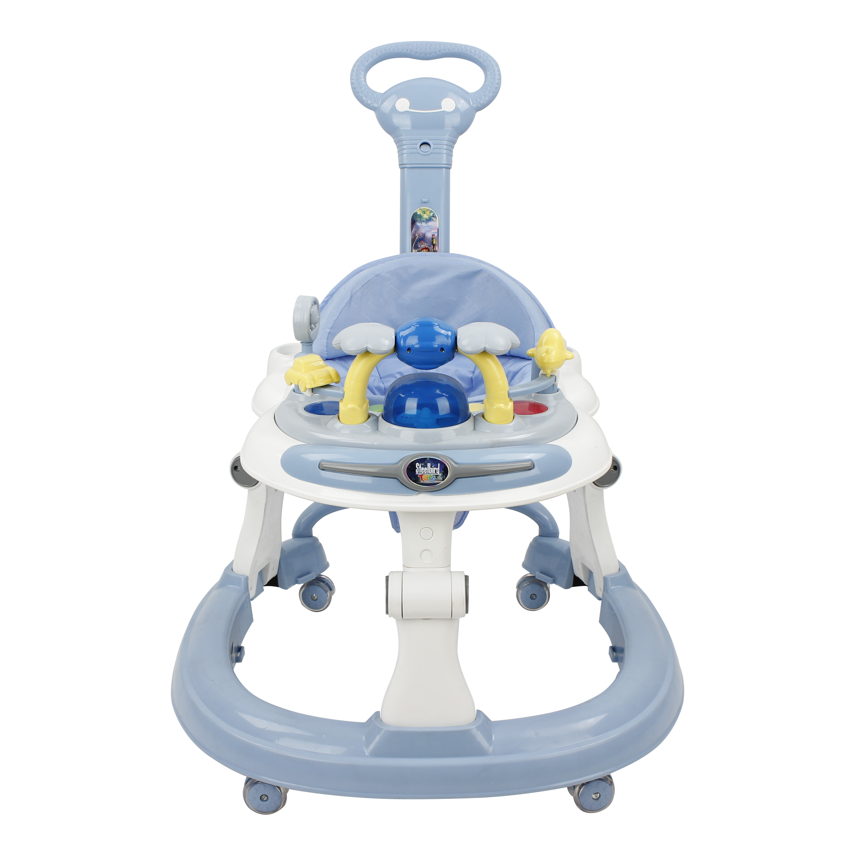 Steelbird Baby Walker Blue With Parental Handle