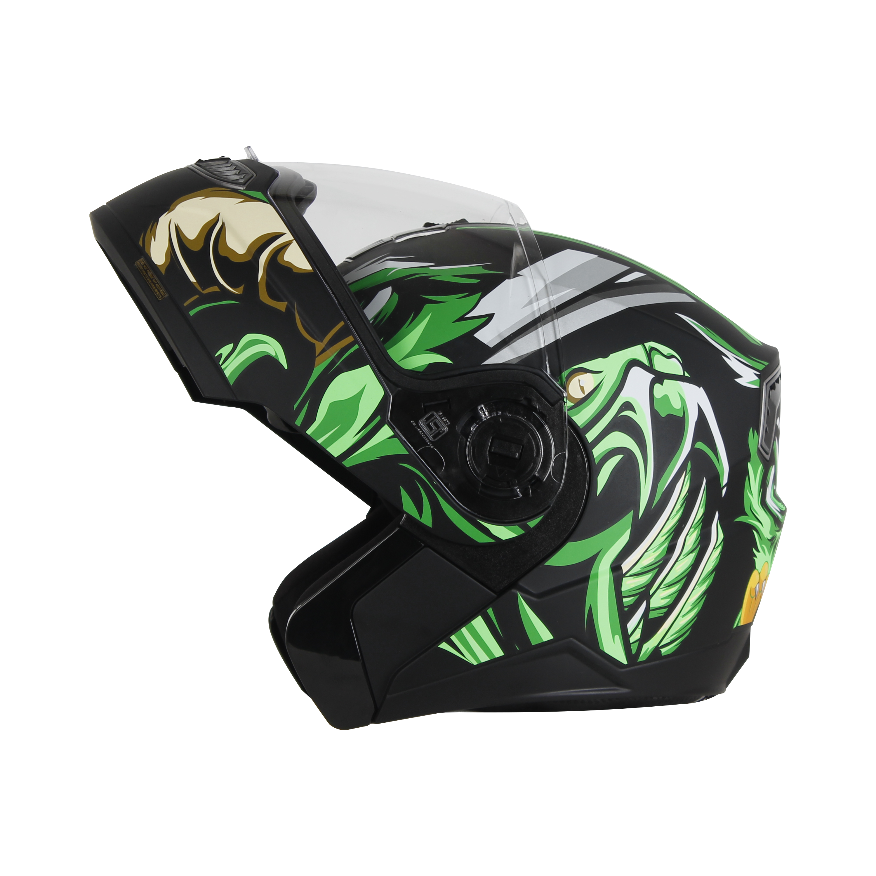 SBA-7 OWL FLIP UP MAT BLACK WITH GREEN - SINGLE VISOR