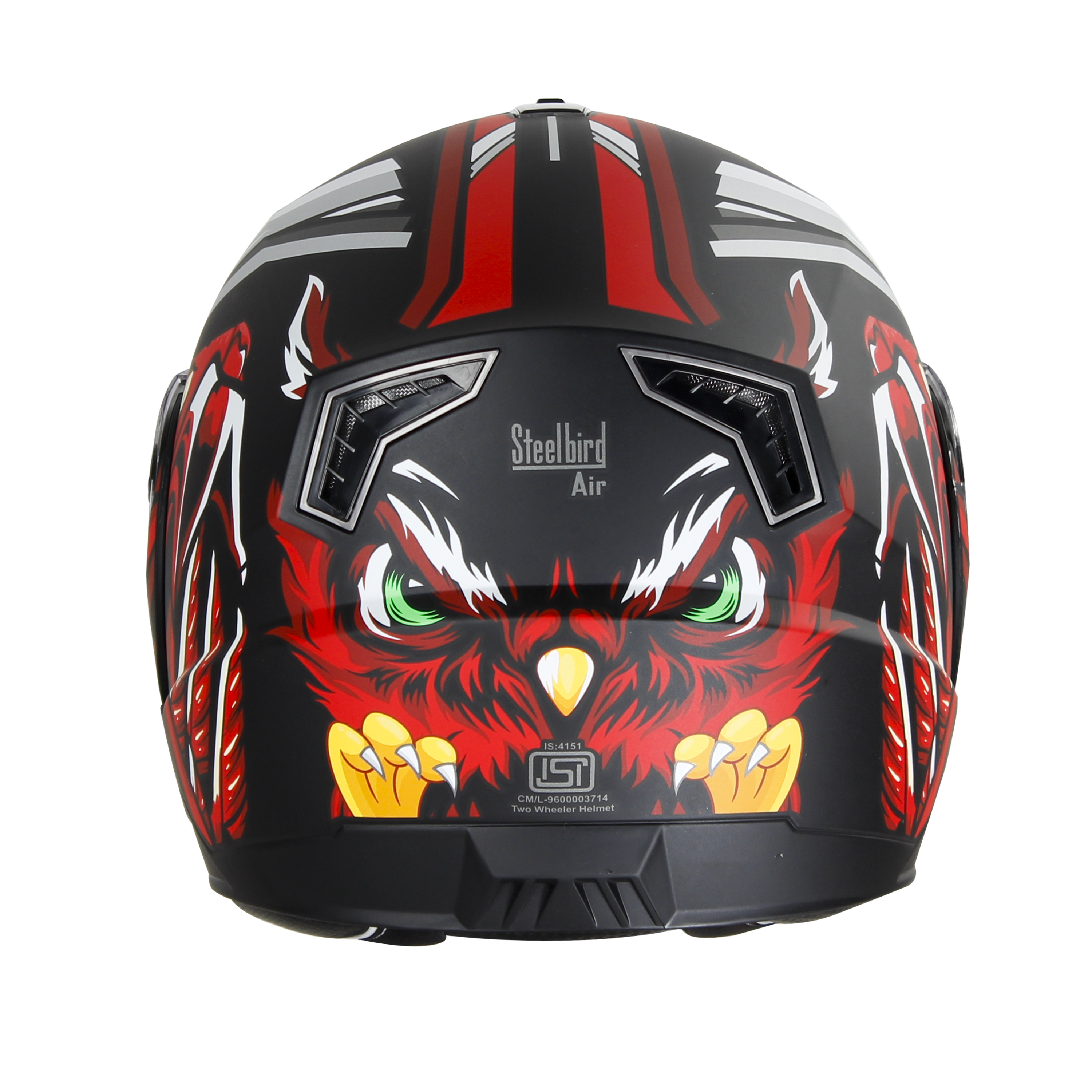 SBA-7 OWL FLIP UP GLOSSY BLACK WITH RED - ISS