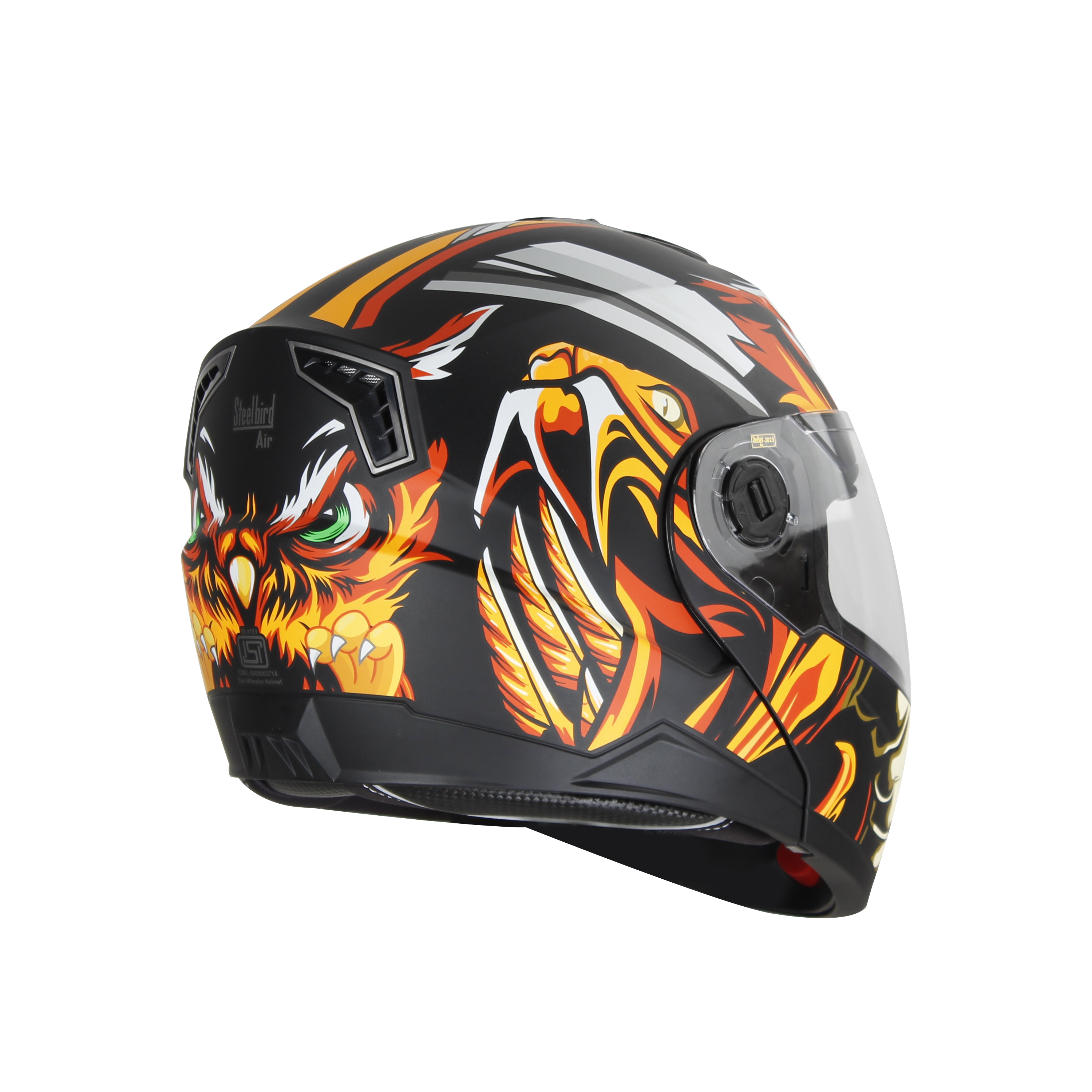 SBA-7 OWL FLIP UP GLOSSY BLACK WITH ORANGE - ISS