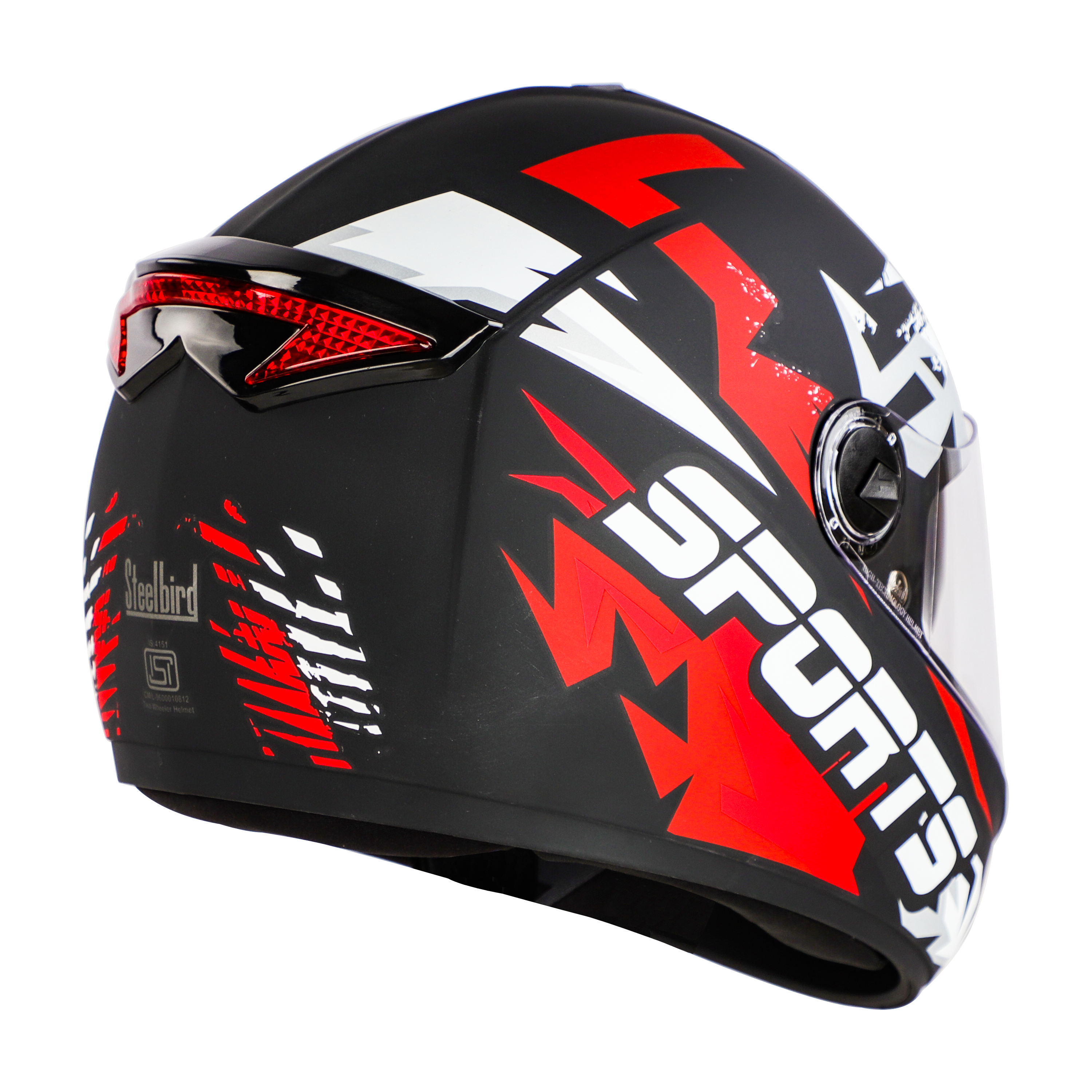 SBH-34 Sports Reflective Glossy Black With Red 