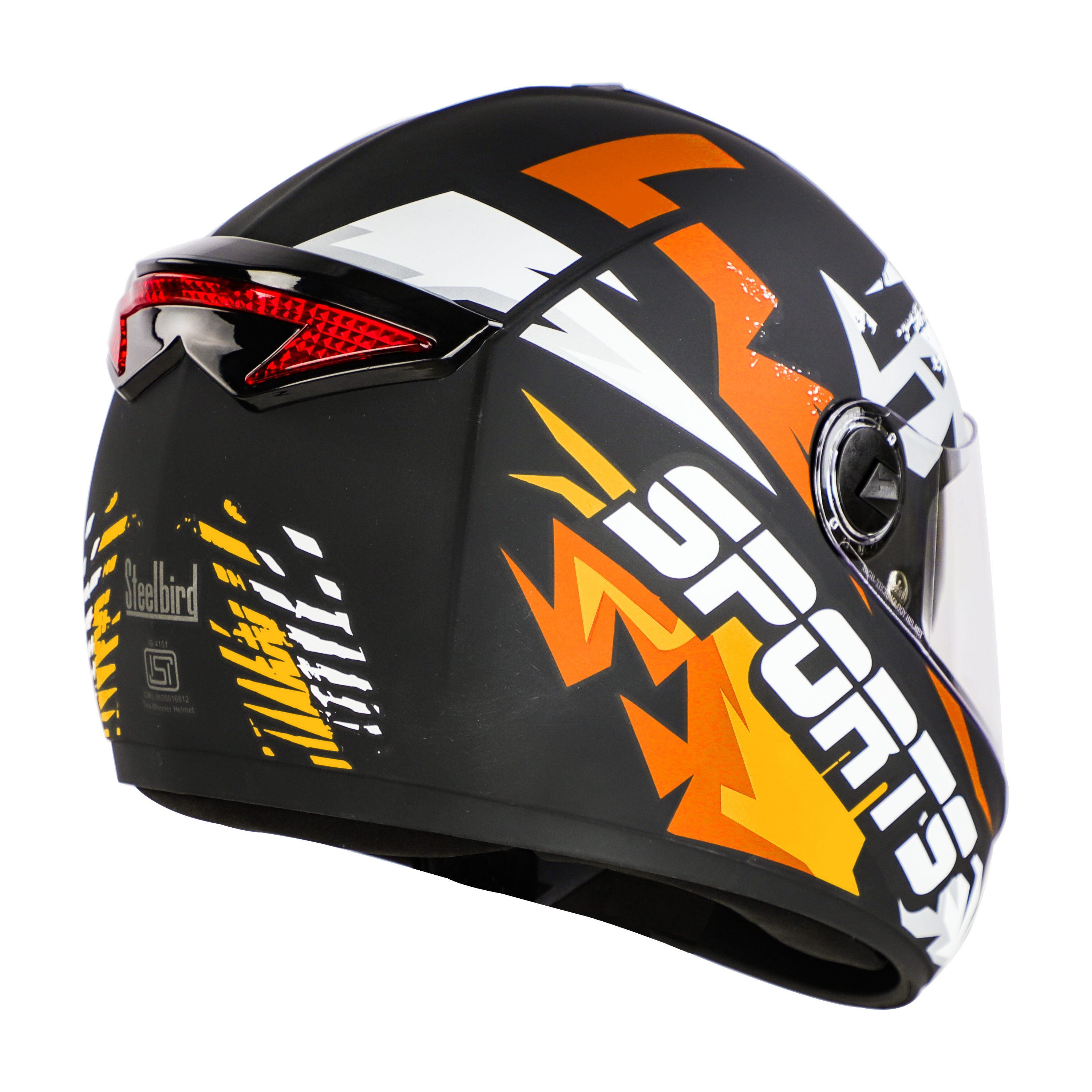 SBH-34 Sports Reflective Glossy Black With Orange 