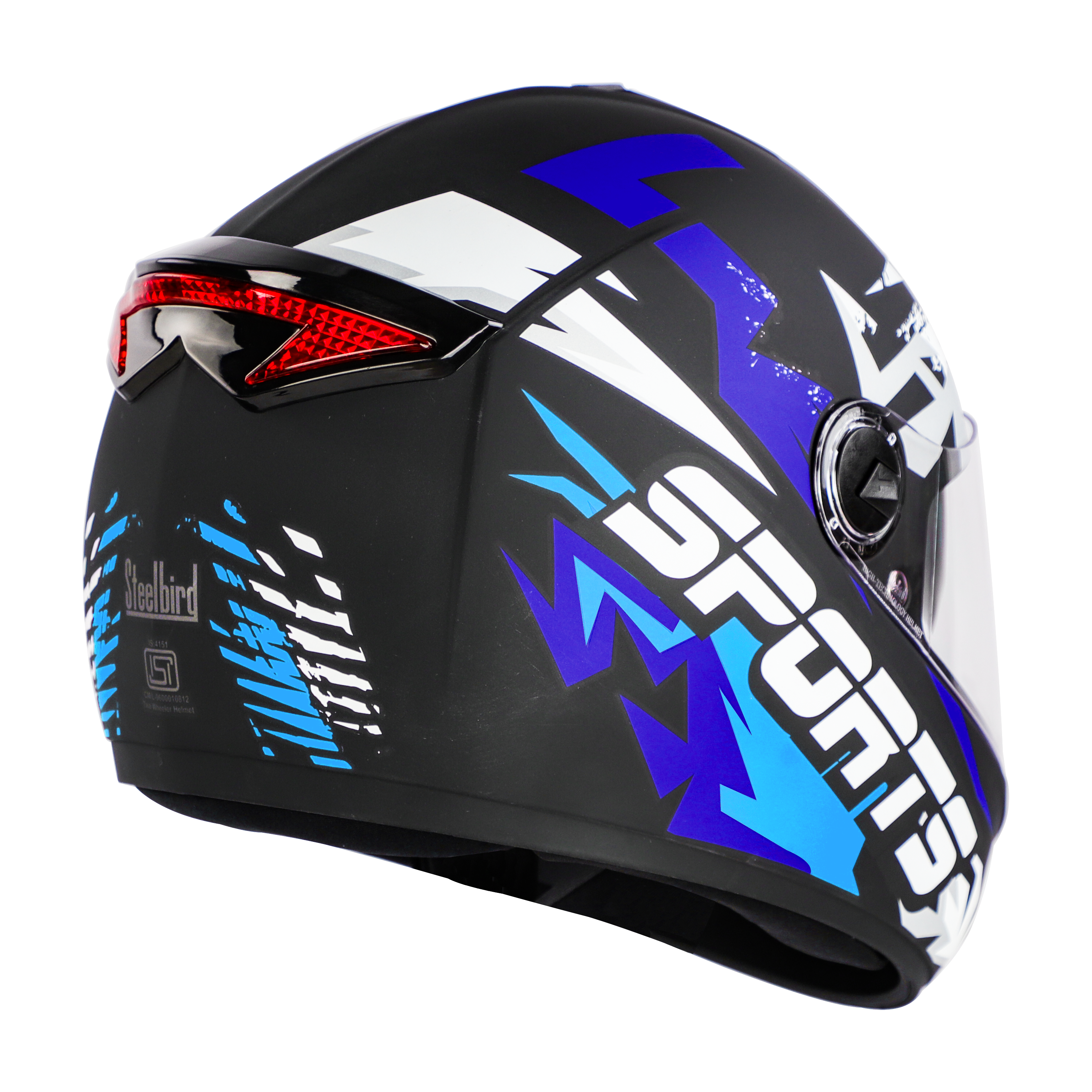 SBH-34 Sports Reflective Glossy Black With Blue