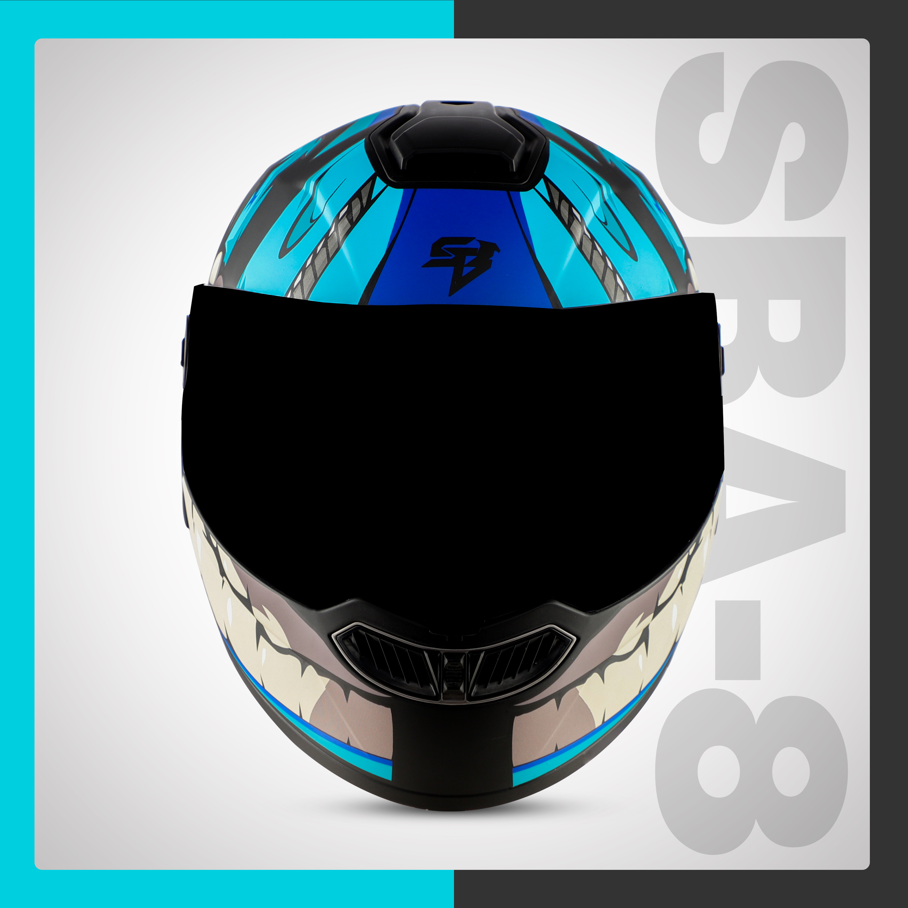 Steelbird SBA-8 Crazy Wheel ISI Certified Flip-Up Helmet For Men And Women (Matt Black Light Blue With Smoke Visor)