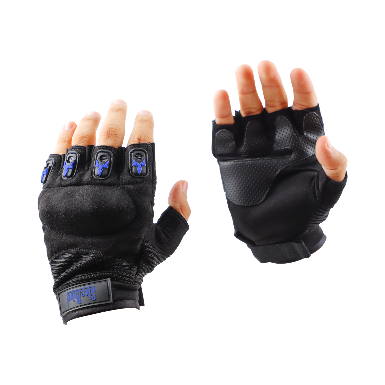 Riding Gloves-Half Fingers- Blue