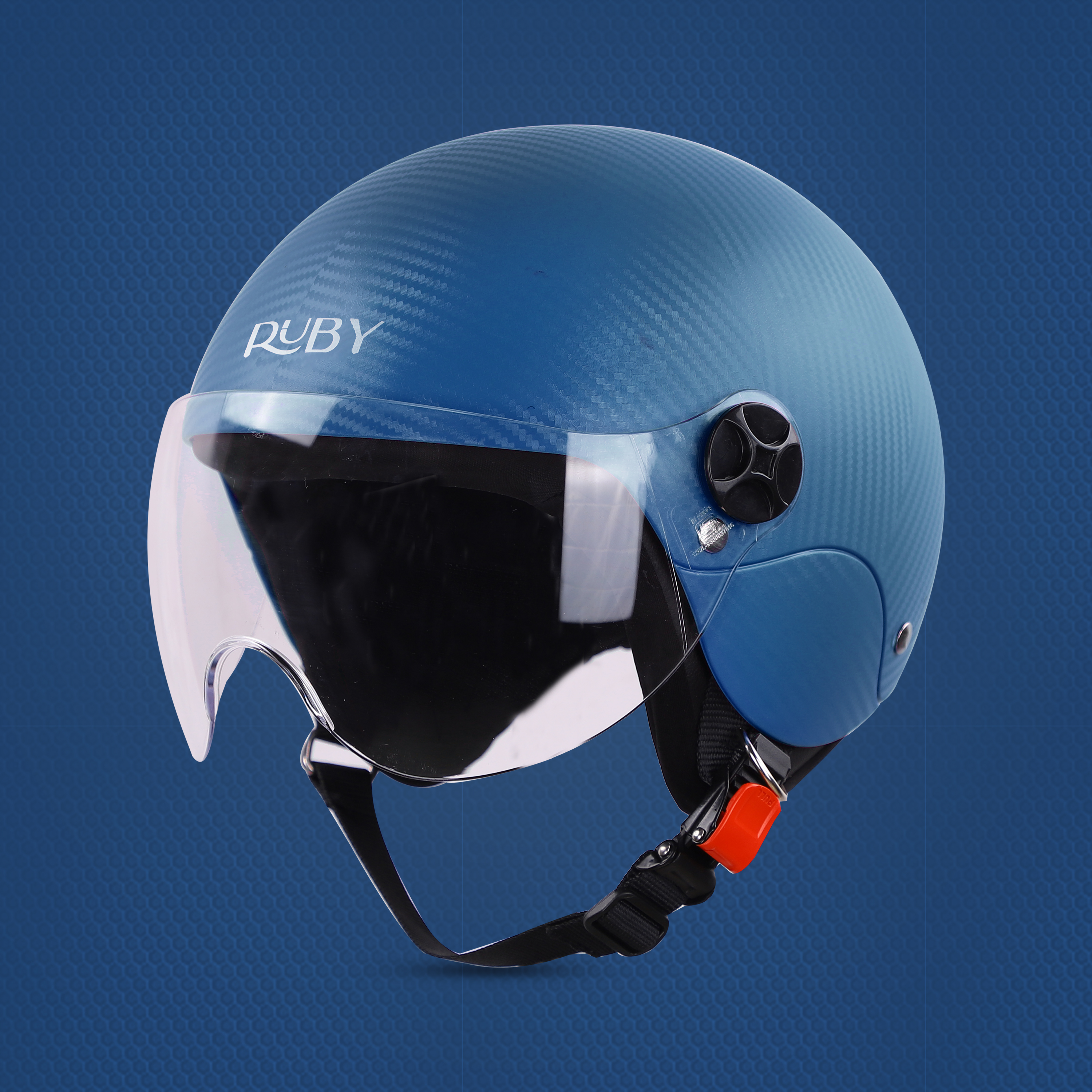 Steelbird SBH-16 Ruby ISI Certified Open Face Helmet (Dashing Blue With Clear Visor)